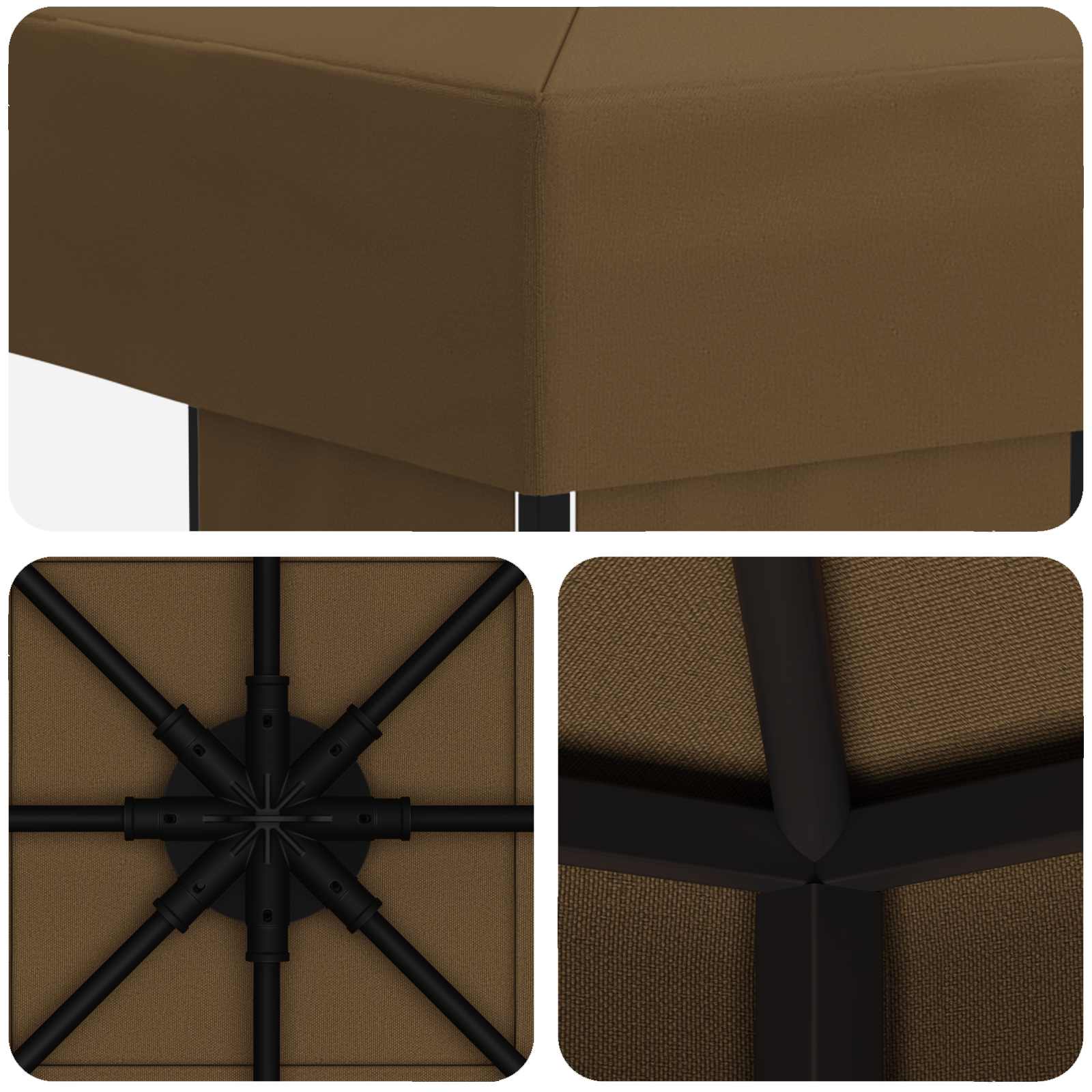 Pavėsinė 3 x 3 m Taupe Poliesteris ir plienas 190 gsm Pavėsinė 3 x 3 m Taupe Poliesteris ir plienas 190 gsm - Image 6