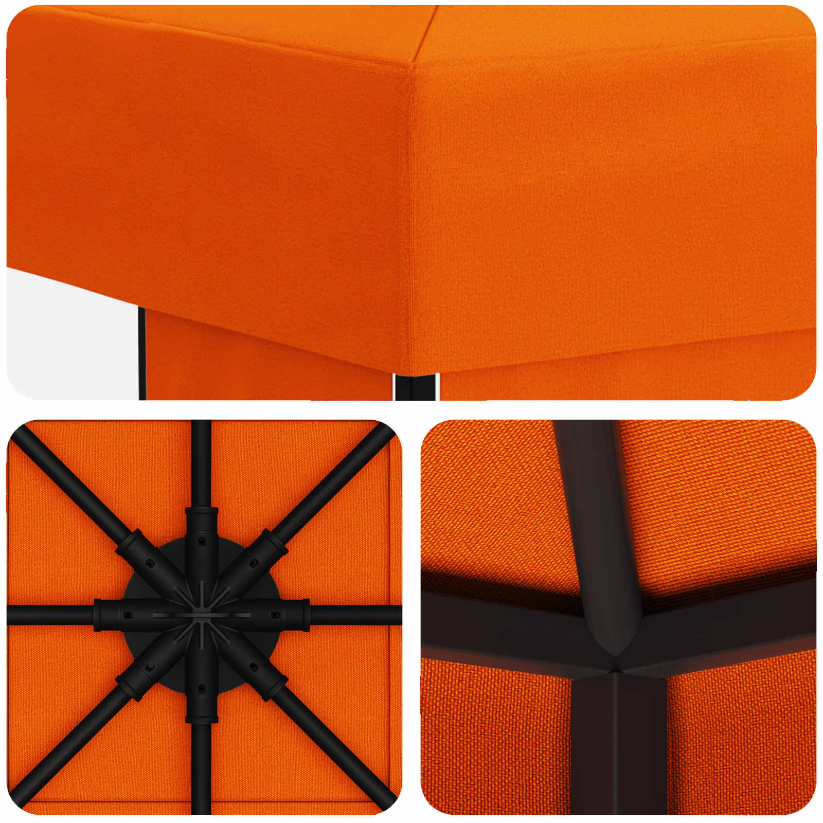 Pavėsinė 3 x 3 m Oranžinė Poliesteris ir plienas 190 gsm Pavėsinė 3 x 3 m Oranžinė Poliesteris ir plienas 190 gsm - Image 6