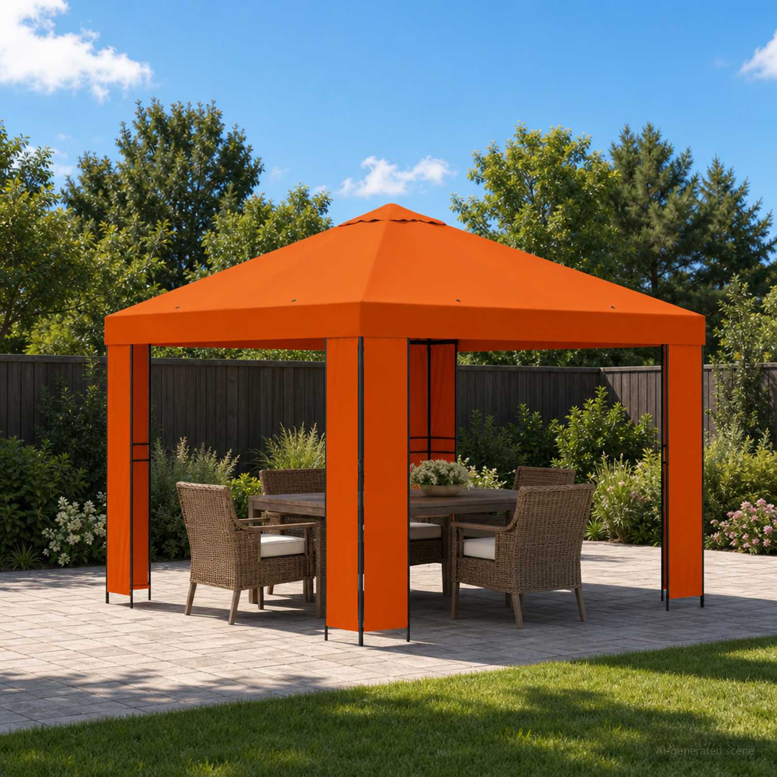 Pavėsinė 3 x 3 m Oranžinė Poliesteris ir plienas 190 gsm Pavėsinė 3 x 3 m Oranžinė Poliesteris ir plienas 190 gsm - Image 2