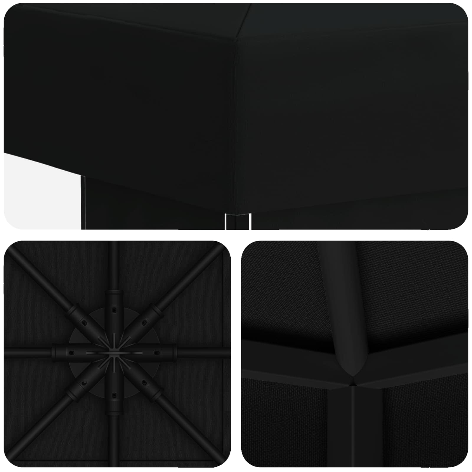 Pavėsinė 3 x 3 m Juoda Poliesteris ir plienas 190 gsm Pavėsinė 3 x 3 m Juoda Poliesteris ir plienas 190 gsm - Image 6