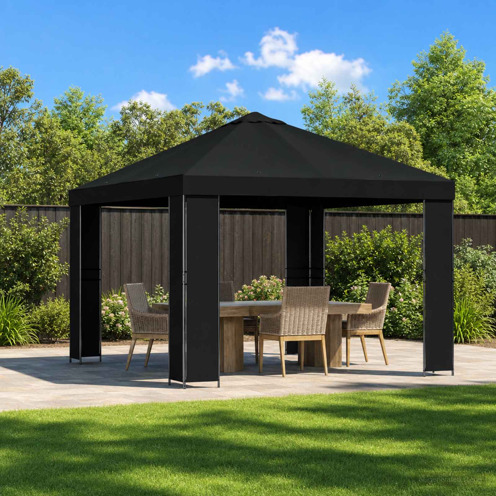 Pavėsinė 3 x 3 m Juoda Poliesteris ir plienas 190 gsm Pavėsinė 3 x 3 m Juoda Poliesteris ir plienas 190 gsm - Image 2