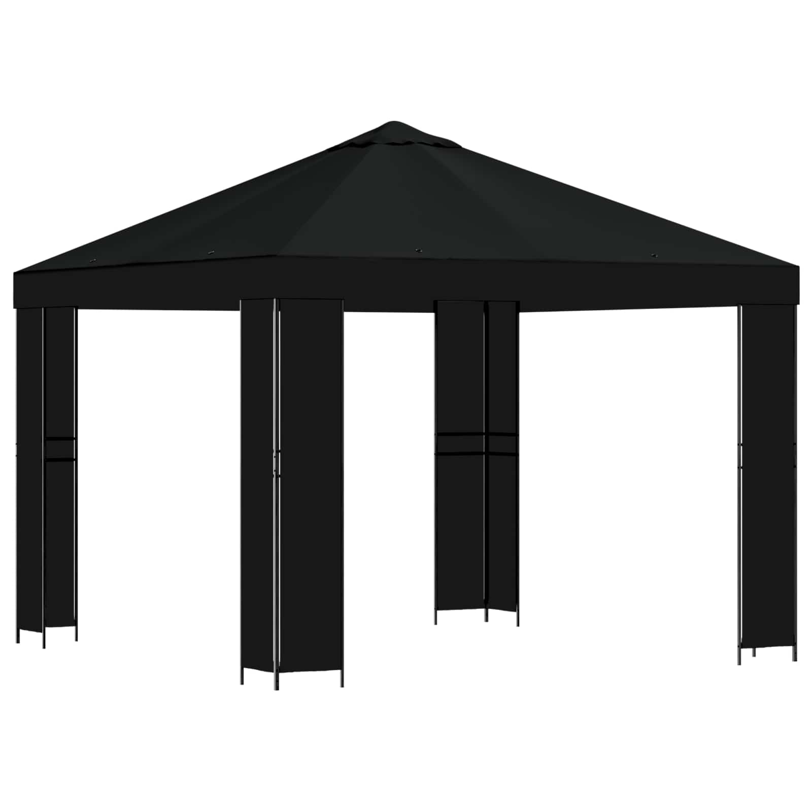 Pavėsinė 3 x 3 m Juoda Poliesteris ir plienas 190 gsm Pavėsinė 3 x 3 m Juoda Poliesteris ir plienas 190 gsm - Image 3