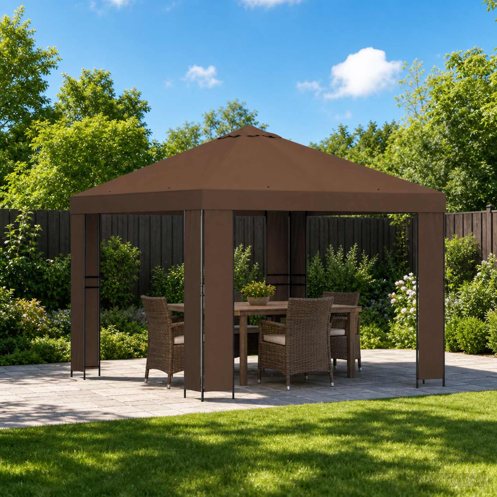 Pavėsinė 3 x 3 m Ruda Poliesteris ir plienas 190 gsm Pavėsinė 3 x 3 m Ruda Poliesteris ir plienas 190 gsm - Image 2