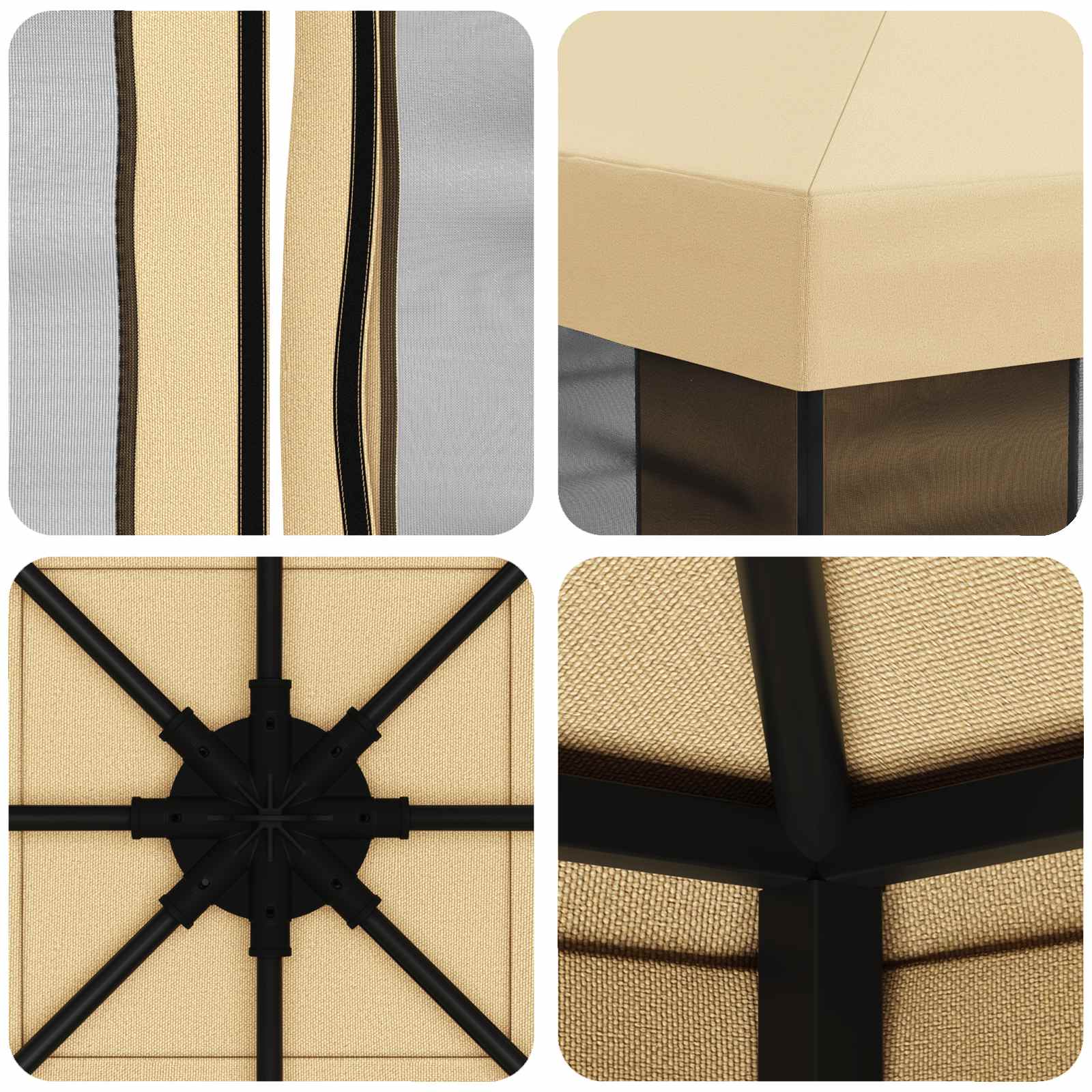 Sodo pavėsinė su šoninėmis sienelėmis 3 x 3 m Kreminė Sodo pavėsinė su šoninėmis sienelėmis 3 x 3 m Kreminė - Image 8