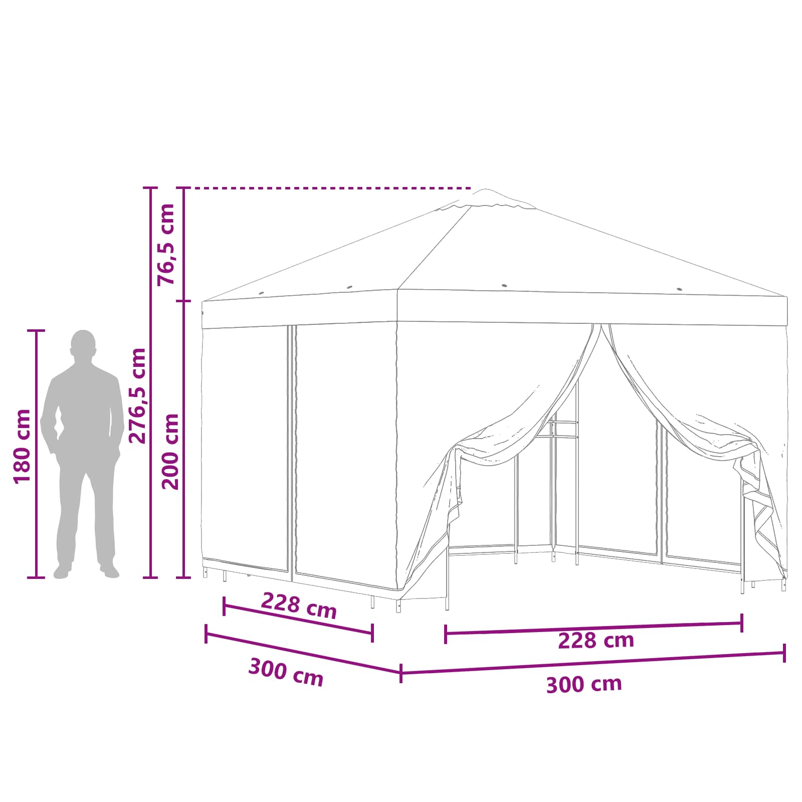 Sodo pavėsinė su šoninėmis sienelėmis 3 x 3 m Antracito Sodo pavėsinė su šoninėmis sienelėmis 3 x 3 m Antracito