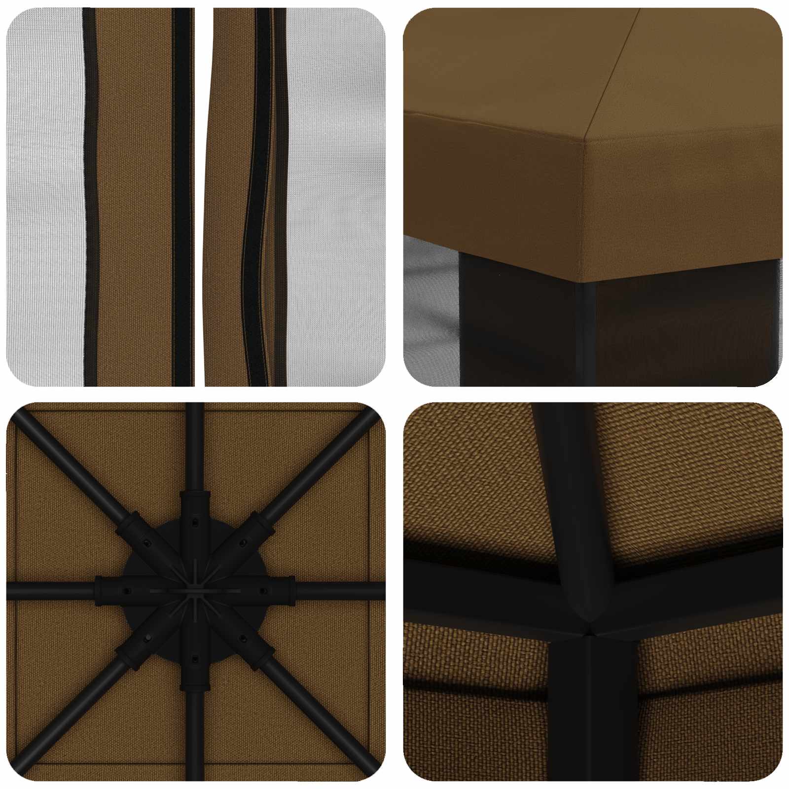 Sodo pavėsinė su šoninėmis sienelėmis 3 x 3 m Taupe Sodo pavėsinė su šoninėmis sienelėmis 3 x 3 m Taupe - Image 8