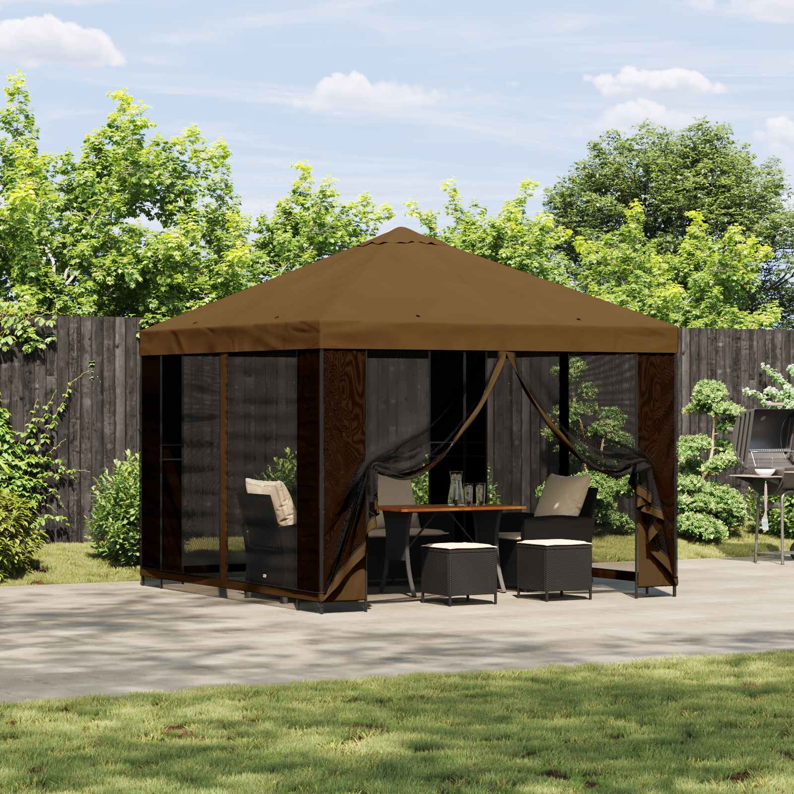 Sodo pavėsinė su šoninėmis sienelėmis 3 x 3 m Taupe Sodo pavėsinė su šoninėmis sienelėmis 3 x 3 m Taupe - Image 2