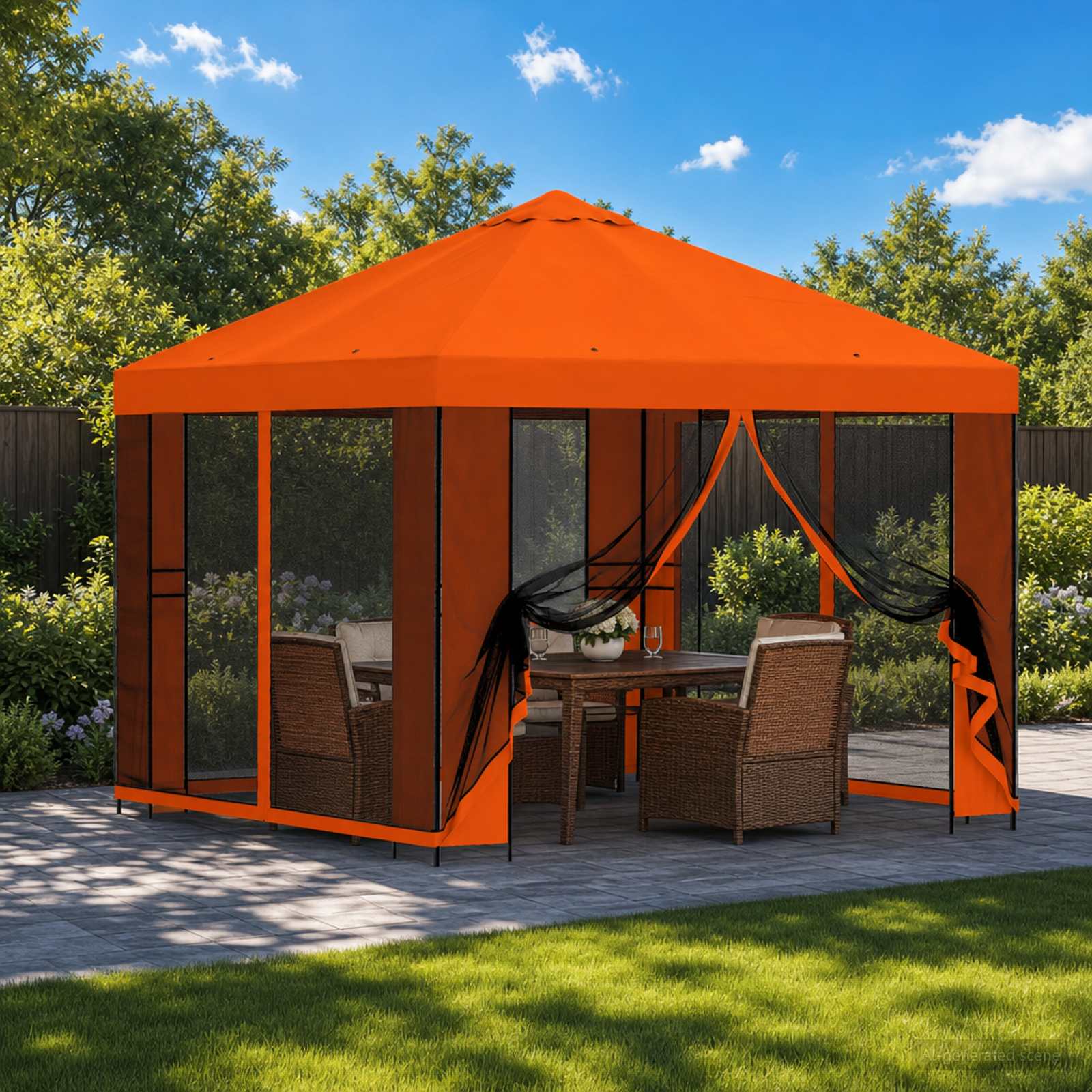 Sodo pavėsinė su šoninėmis sienelėmis 3 x 3 m Oranžinė Sodo pavėsinė su šoninėmis sienelėmis 3 x 3 m Oranžinė - Image 2