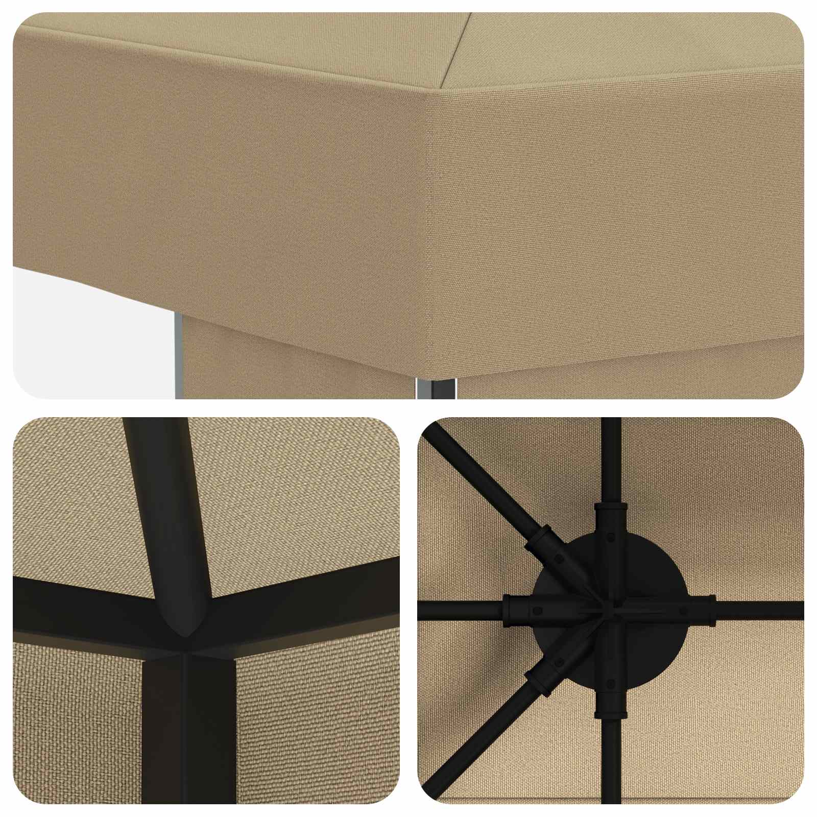 Pavėsinė 4 × 3 m Smėlio Poliesteris ir plienas 190 gsm Pavėsinė 4 × 3 m Smėlio Poliesteris ir plienas 190 gsm - Image 6