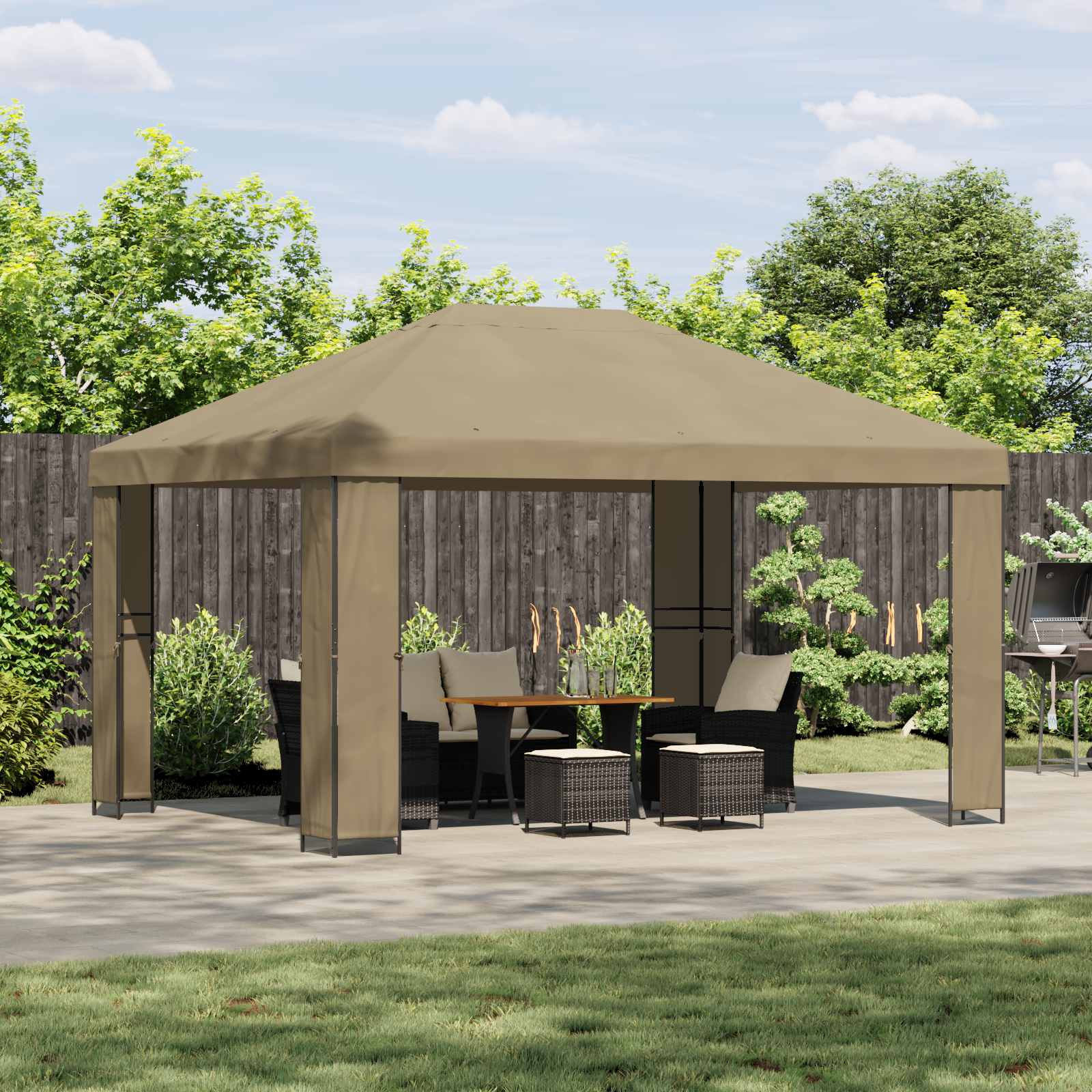 Pavėsinė 4 × 3 m Smėlio Poliesteris ir plienas 190 gsm Pavėsinė 4 × 3 m Smėlio Poliesteris ir plienas 190 gsm - Image 2