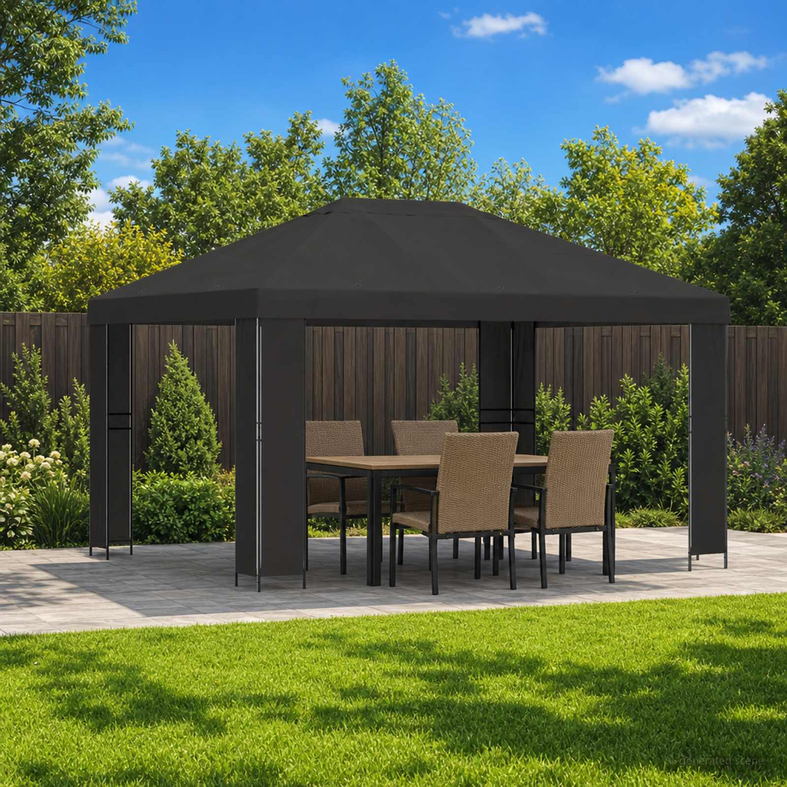 Pavėsinė 4 × 3 m Antracito Poliesteris ir plienas 190 gsm Pavėsinė 4 × 3 m Antracito Poliesteris ir plienas 190 gsm - Image 2