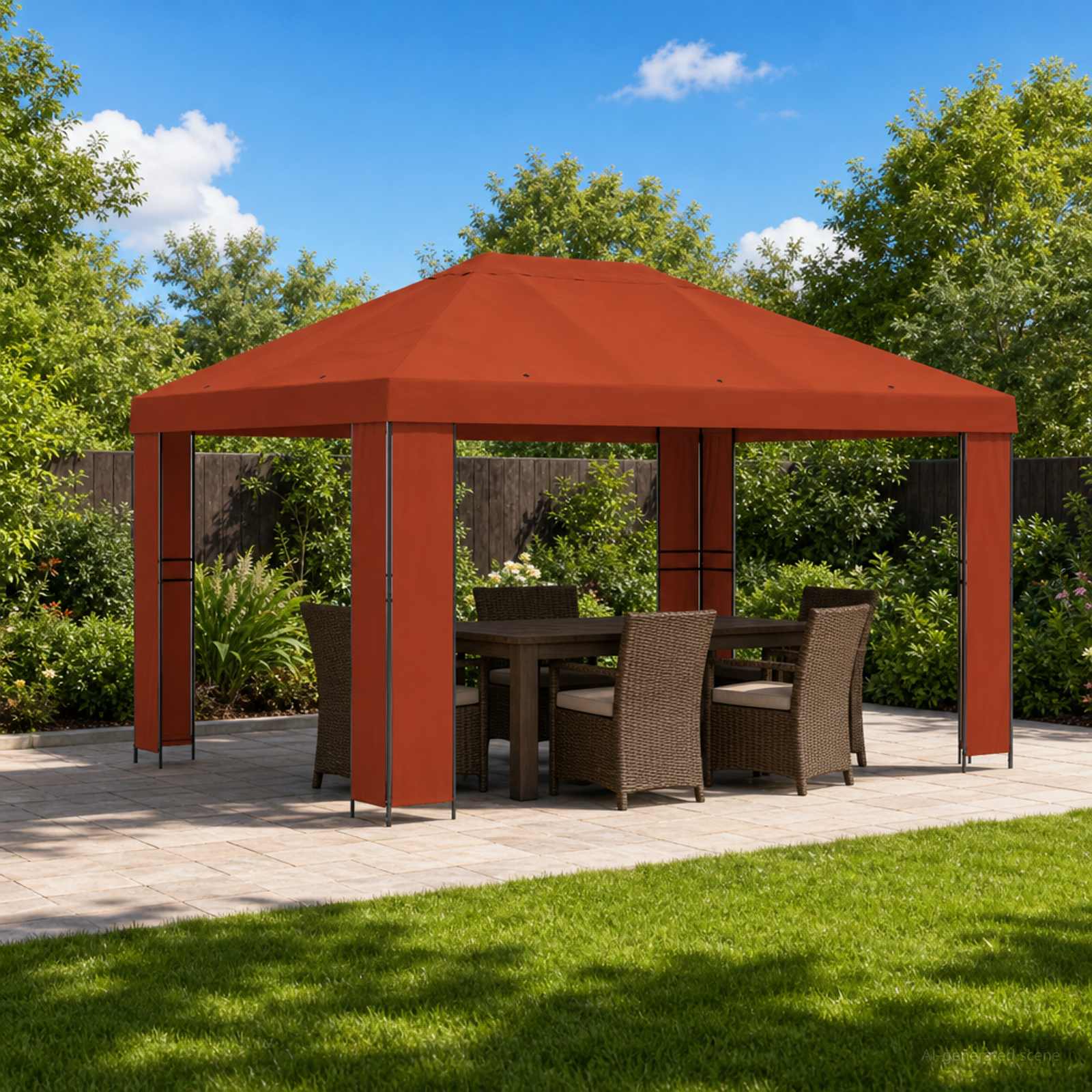 Pavėsinė 4 × 3 m Terakotos Poliesteris ir plienas 190 gsm Pavėsinė 4 × 3 m Terakotos Poliesteris ir plienas 190 gsm - Image 2