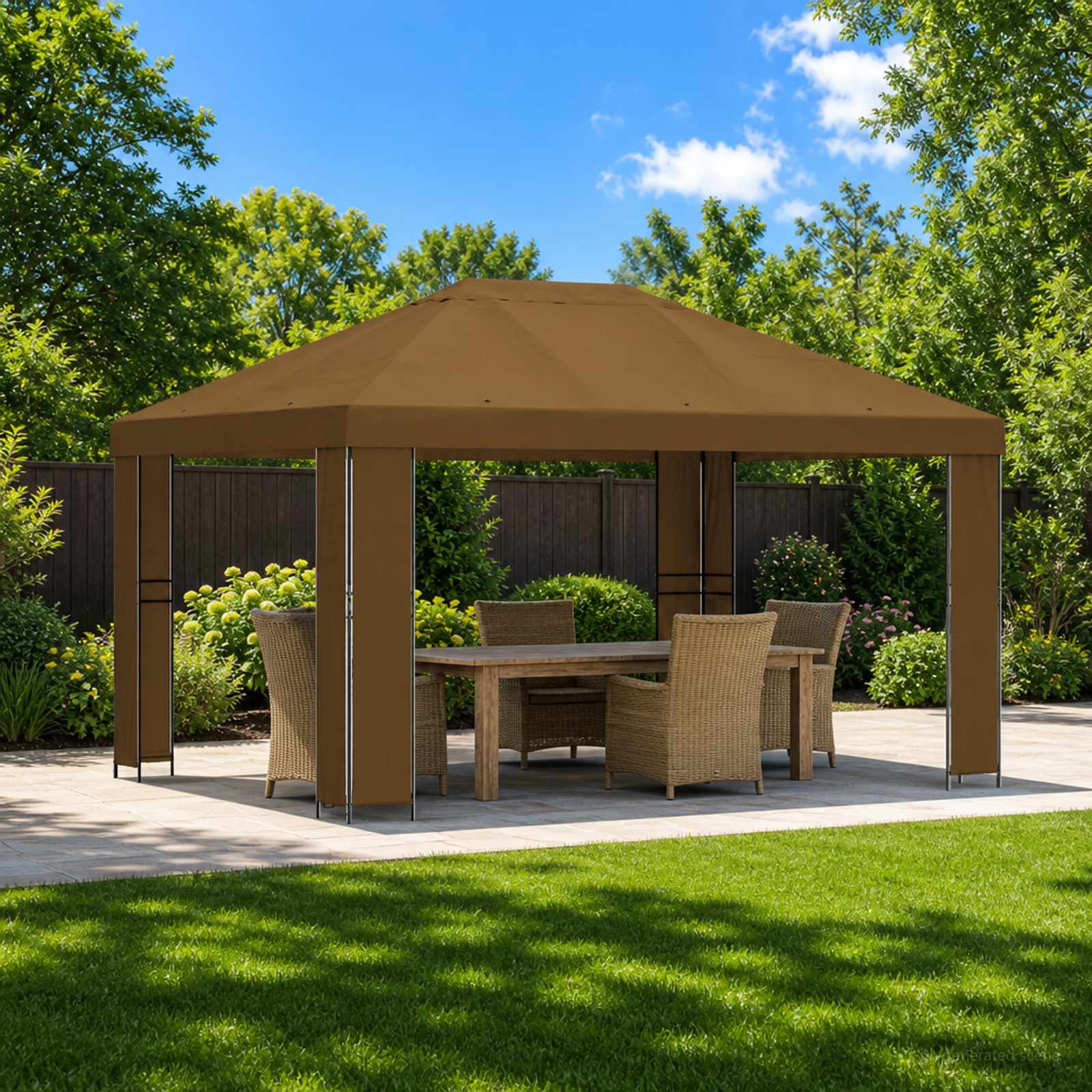 Pavėsinė 4 × 3 m Taupe Poliesteris ir plienas 190 gsm Pavėsinė 4 × 3 m Taupe Poliesteris ir plienas 190 gsm - Image 2