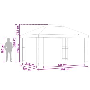 Pavėsinė 4 × 3 m Taupe Poliesteris ir plienas 190 gsm