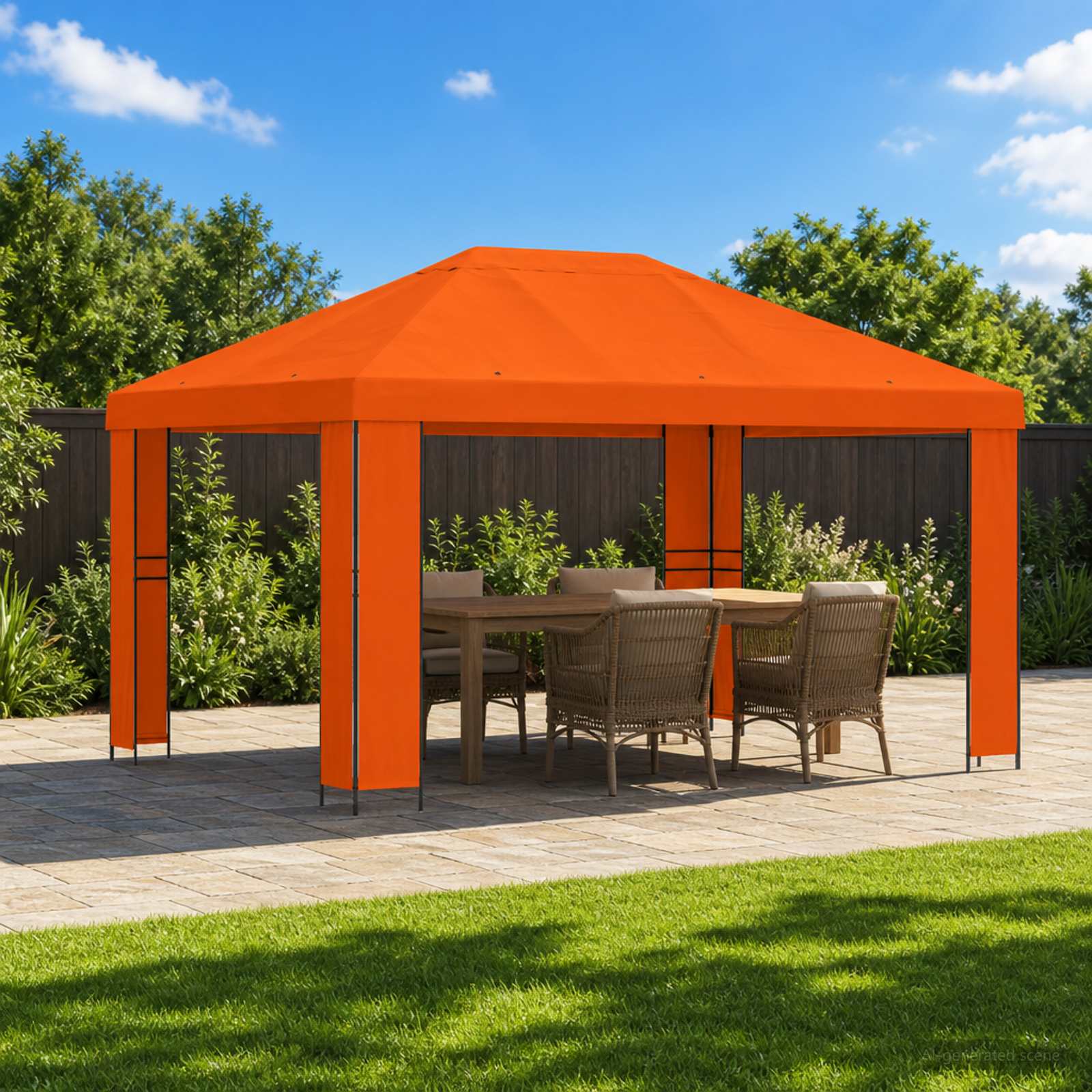 Pavėsinė 4 × 3 m Oranžinė Poliesteris ir plienas 190 gsm Pavėsinė 4 × 3 m Oranžinė Poliesteris ir plienas 190 gsm - Image 2