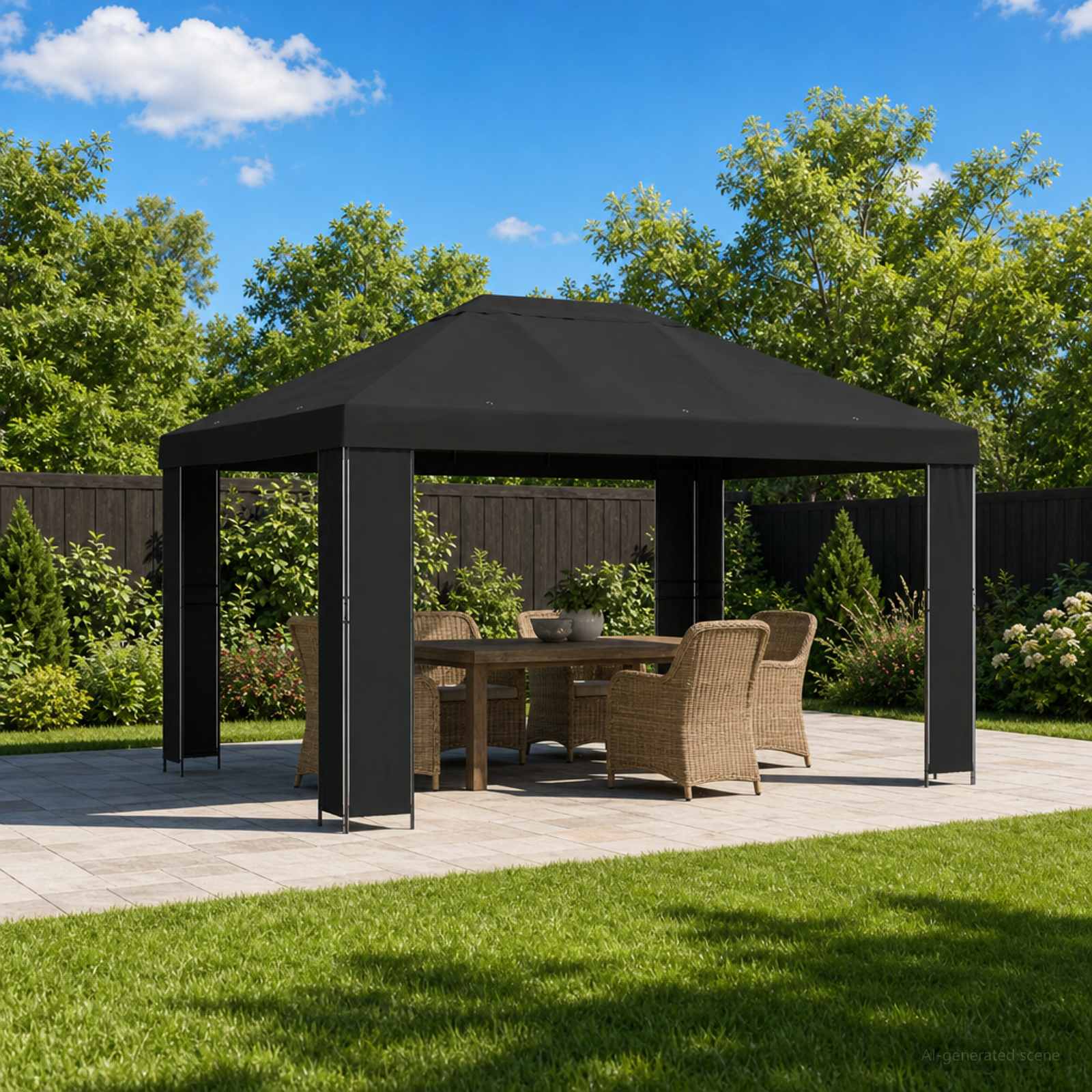 Pavėsinė 4 × 3 m Juoda Poliesteris ir plienas 190 gsm Pavėsinė 4 × 3 m Juoda Poliesteris ir plienas 190 gsm - Image 2