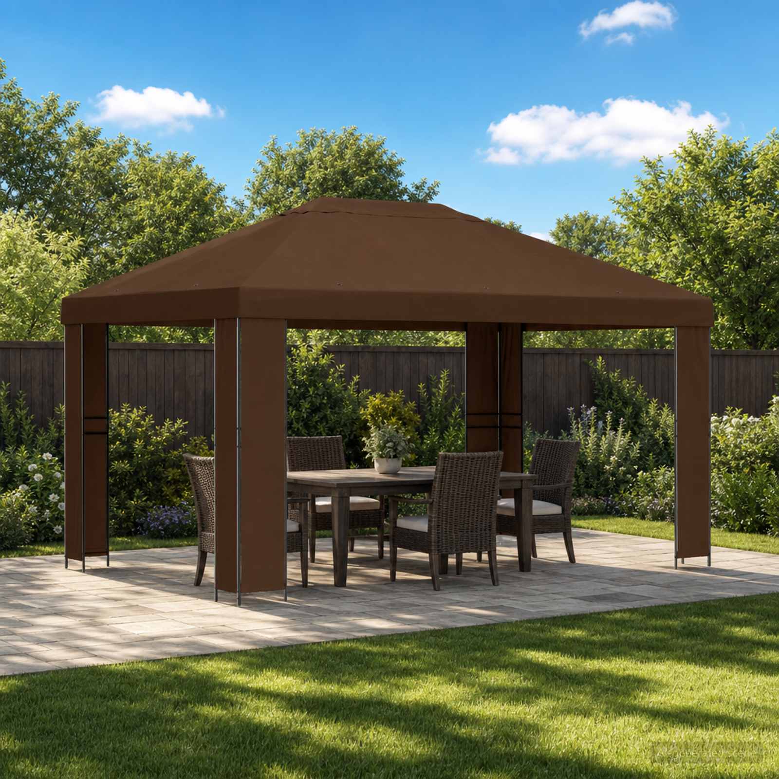 Pavėsinė 4 × 3 m Ruda Poliesteris ir plienas 190 gsm Pavėsinė 4 × 3 m Ruda Poliesteris ir plienas 190 gsm - Image 2