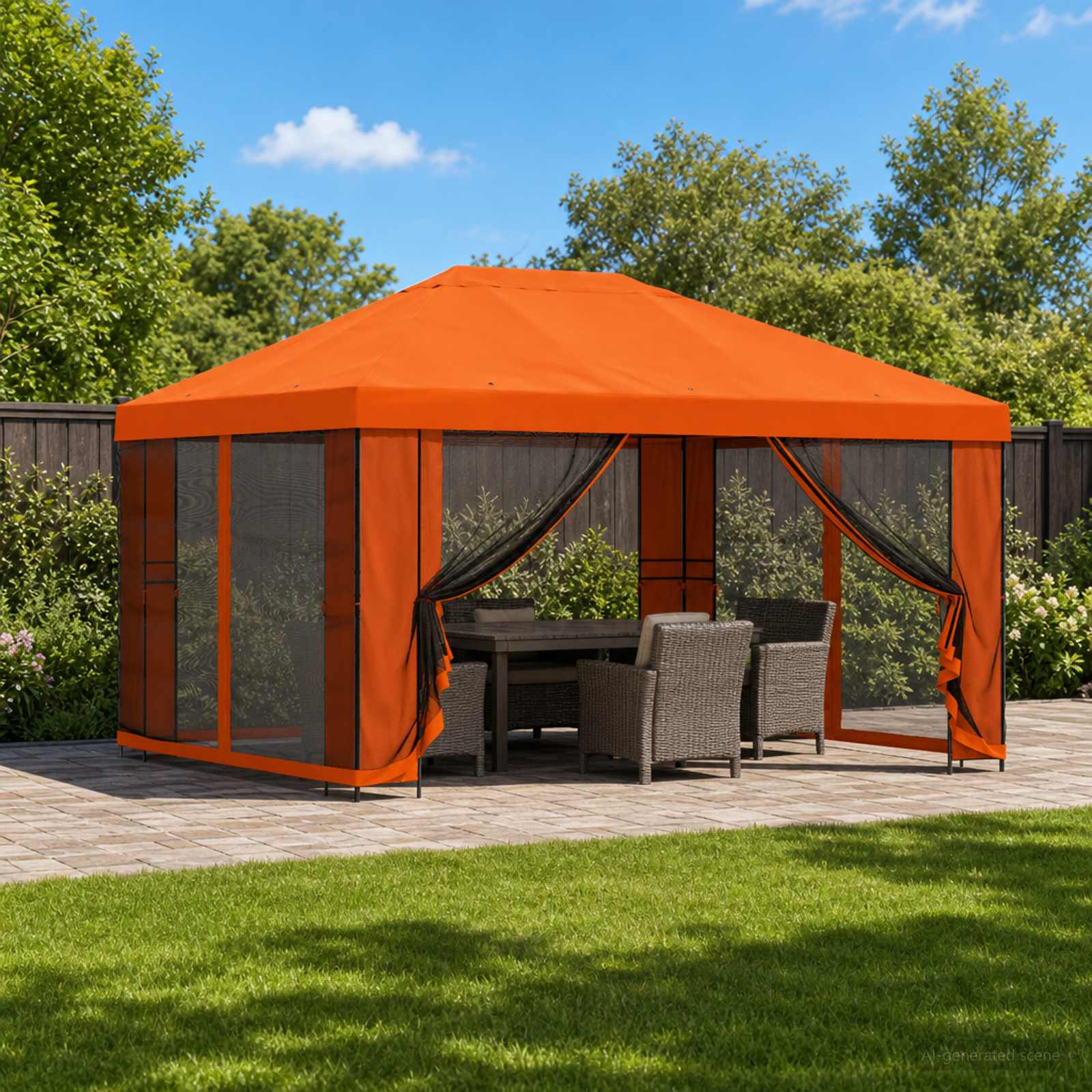 Sodo pavėsinė su šoninėmis sienelėmis 4 × 3 m Oranžinė Sodo pavėsinė su šoninėmis sienelėmis 4 × 3 m Oranžinė - Image 2