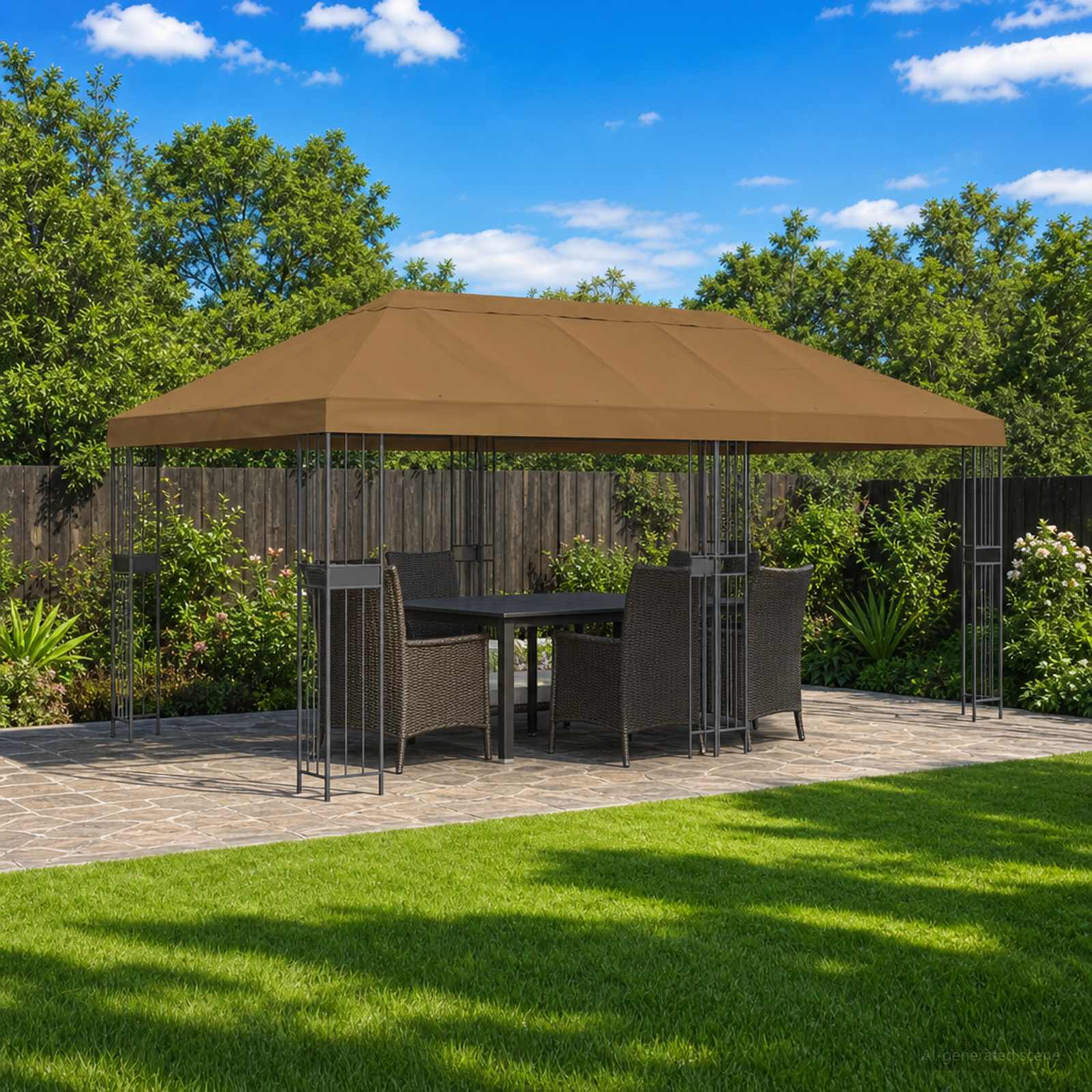 Paviliono kanapės danga 6 x 3 m Taupe Poliesteris 190 gsm Paviliono kanapės danga 6 x 3 m Taupe Poliesteris 190 gsm - Image 2