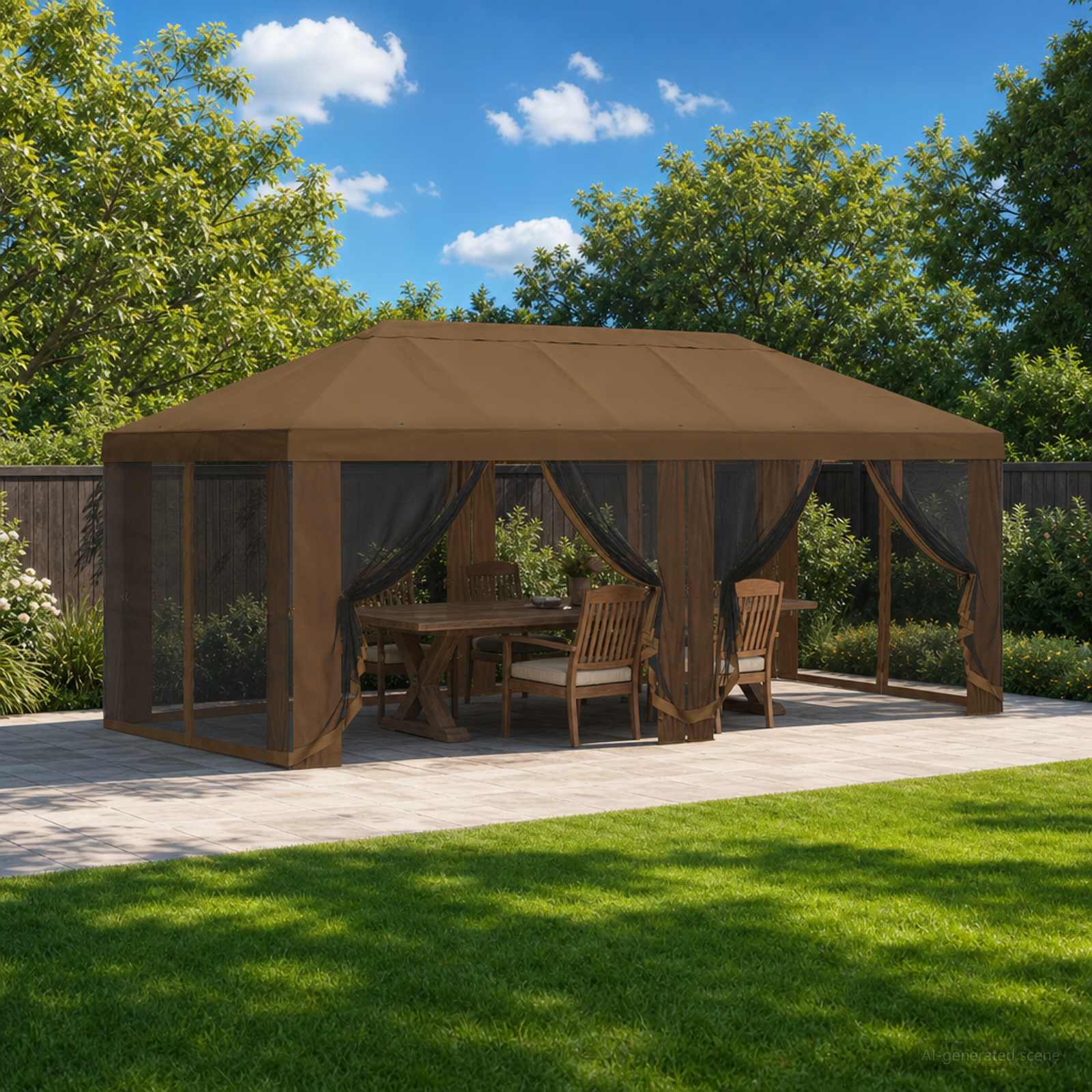 Pavėsinės dengti su šoninėmis sienelėmis 6 x 3 m Taupe Pavėsinės dengti su šoninėmis sienelėmis 6 x 3 m Taupe - Image 2