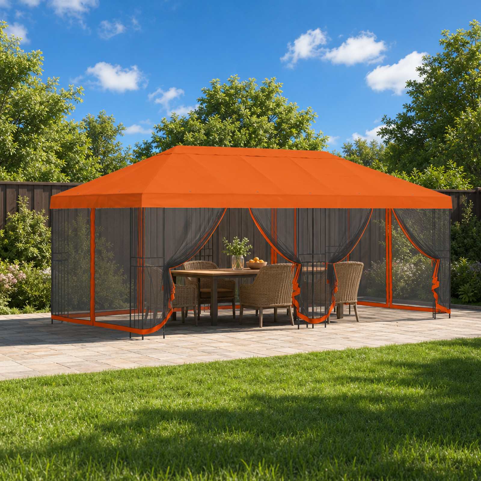 Pavėsinės dengti su šoninėmis sienelėmis 6 x 3 m Oranžinė Pavėsinės dengti su šoninėmis sienelėmis 6 x 3 m Oranžinė - Image 2