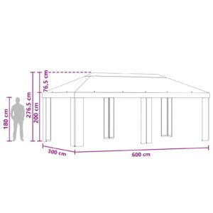Paviljono uždanga 6 x 3 m Antracito Poliesteris 190 gsm