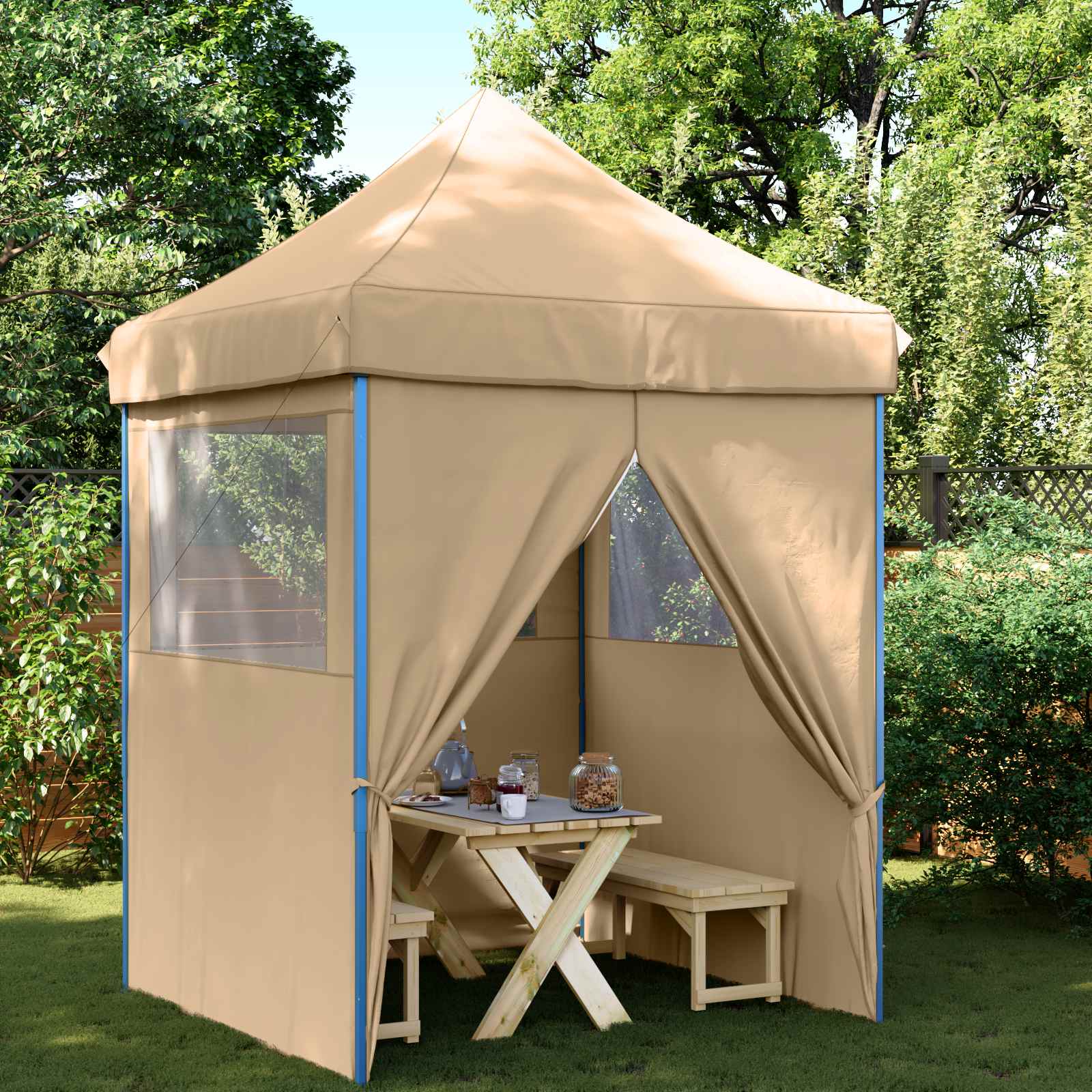 Šventės palapinė 200 x 200 x 306 cm Smėlio Oksfordo audinys Šventės palapinė 200 x 200 x 306 cm Smėlio Oksfordo audinys - Image 2