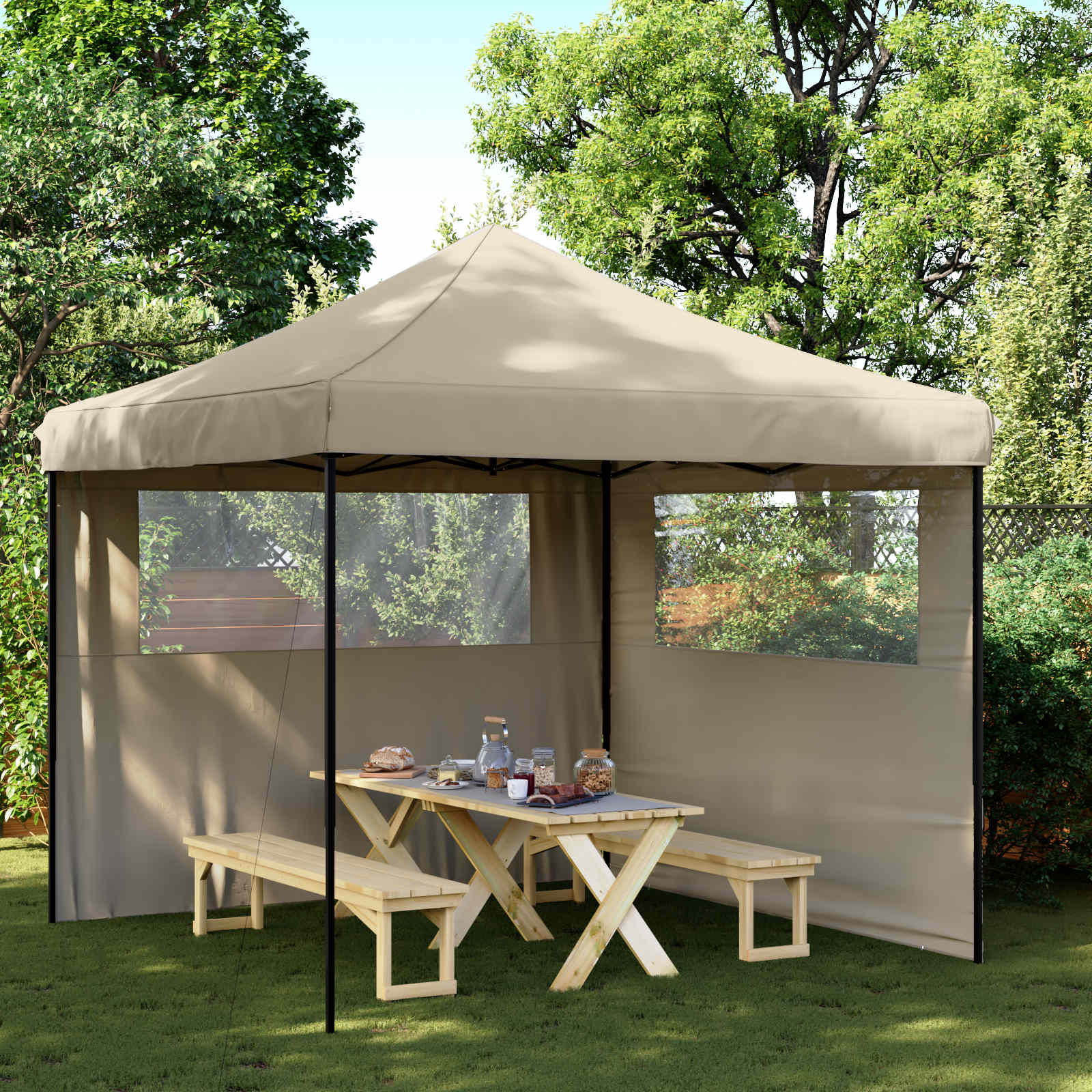 Šventės palapinė 292 x 292 x 315 cm Taupe Oksfordo audinys Šventės palapinė 292 x 292 x 315 cm Taupe Oksfordo audinys - Image 2