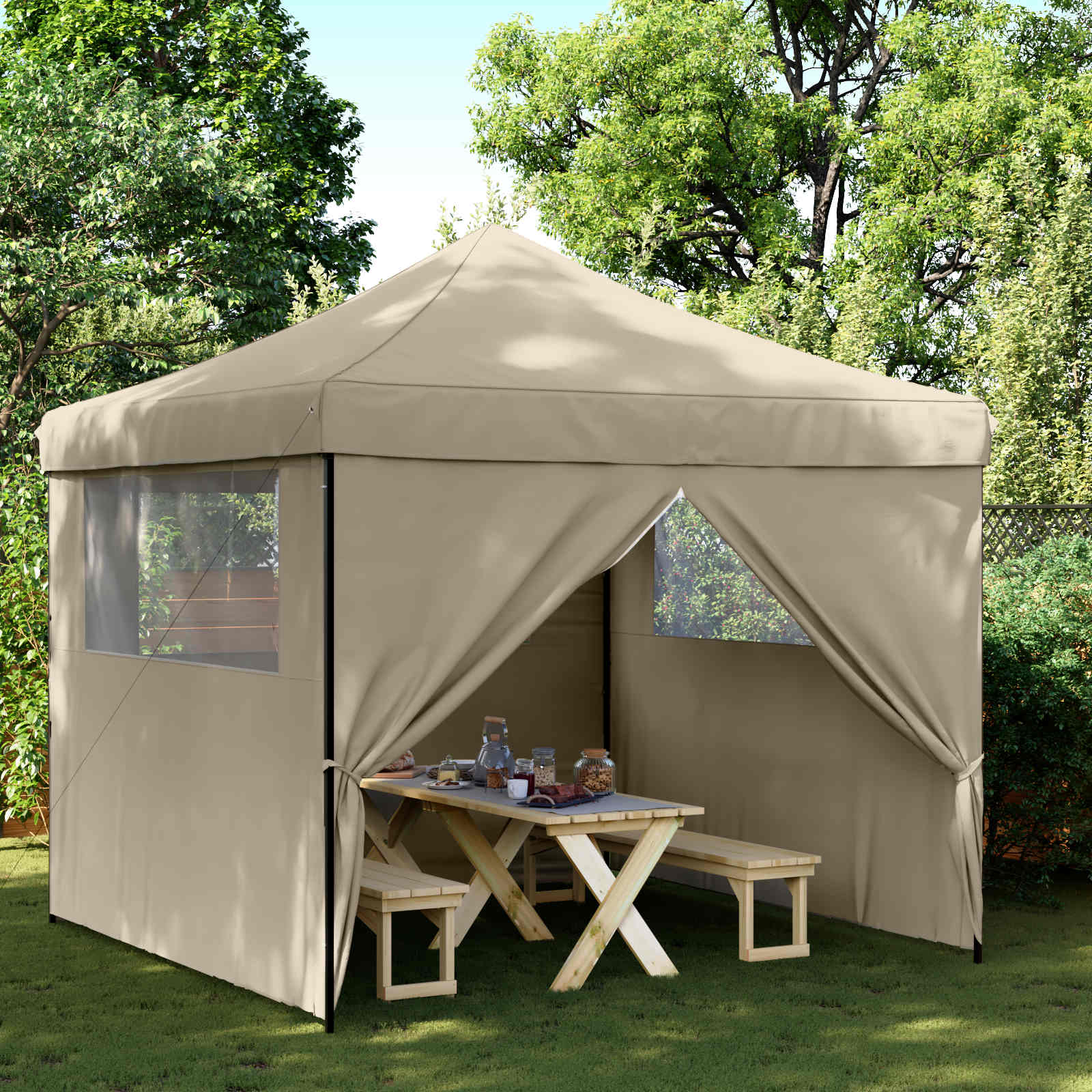 Šventės palapinė 292 x 292 x 315 cm Taupe Oksfordo audinys Šventės palapinė 292 x 292 x 315 cm Taupe Oksfordo audinys - Image 2