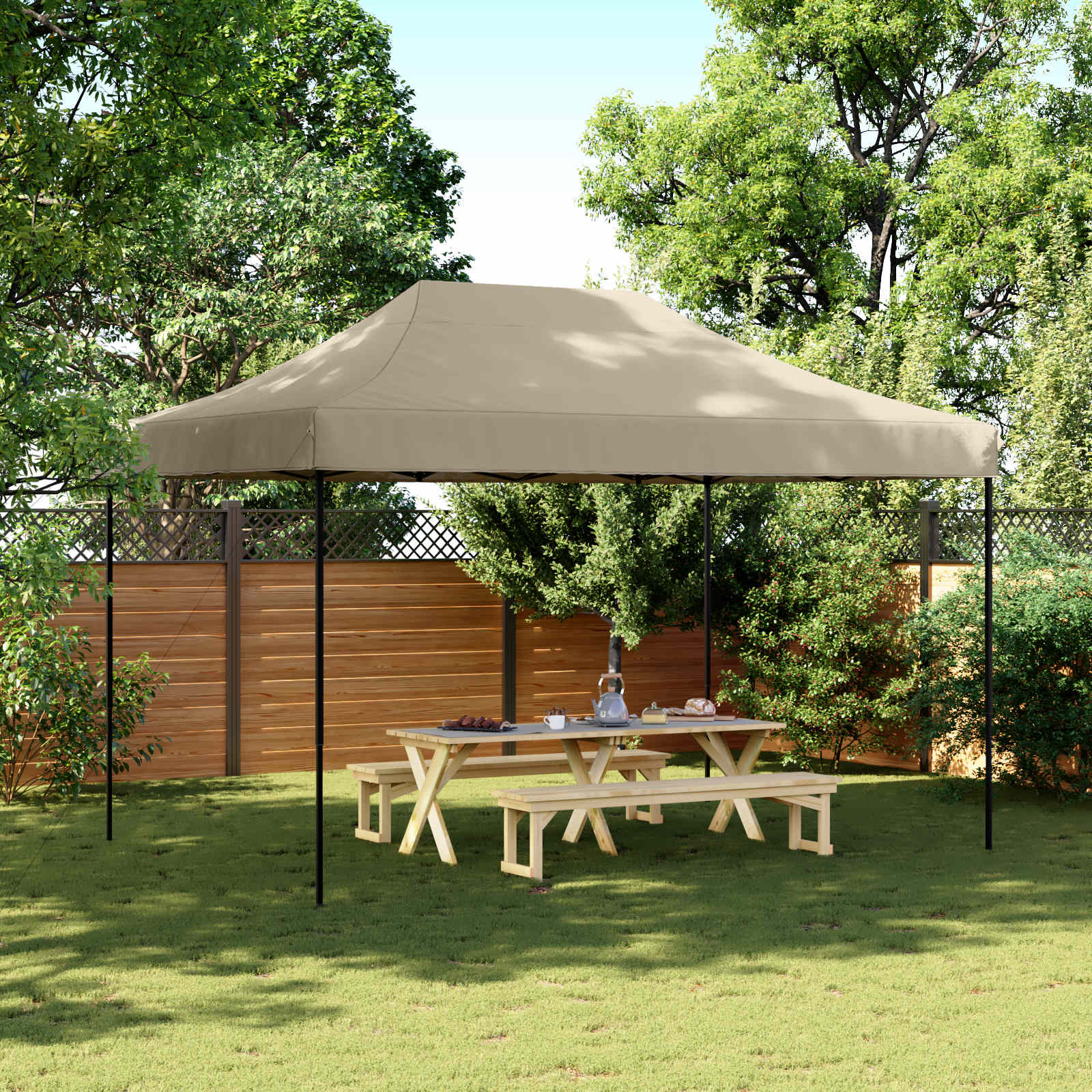 Šventės palapinė 279 x 410 x 315 cm Taupe Oksfordo audinys Šventės palapinė 279 x 410 x 315 cm Taupe Oksfordo audinys - Image 2
