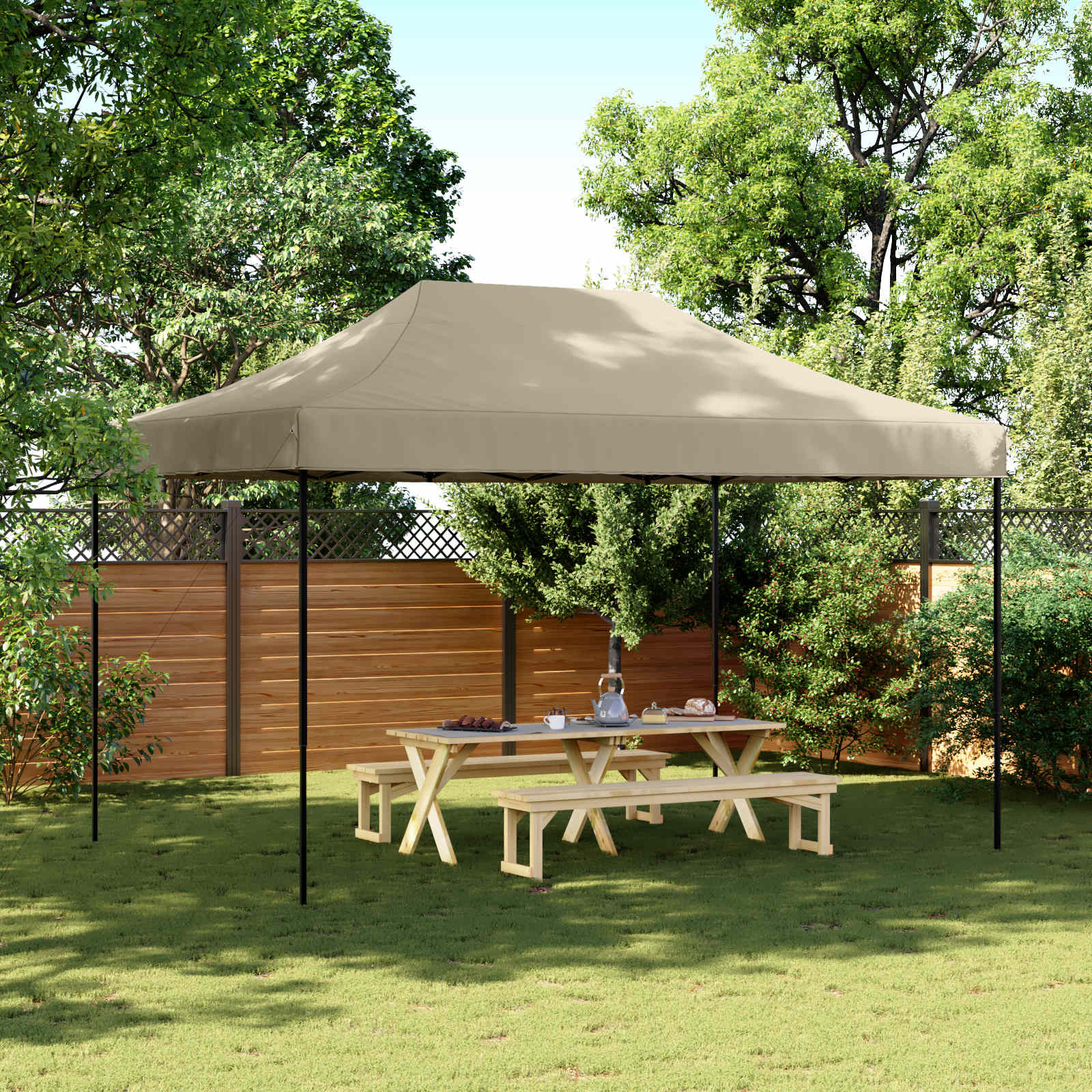 Šventės palapinė 292 x 440 x 315 cm Taupe Oksfordo audinys Šventės palapinė 292 x 440 x 315 cm Taupe Oksfordo audinys - Image 2