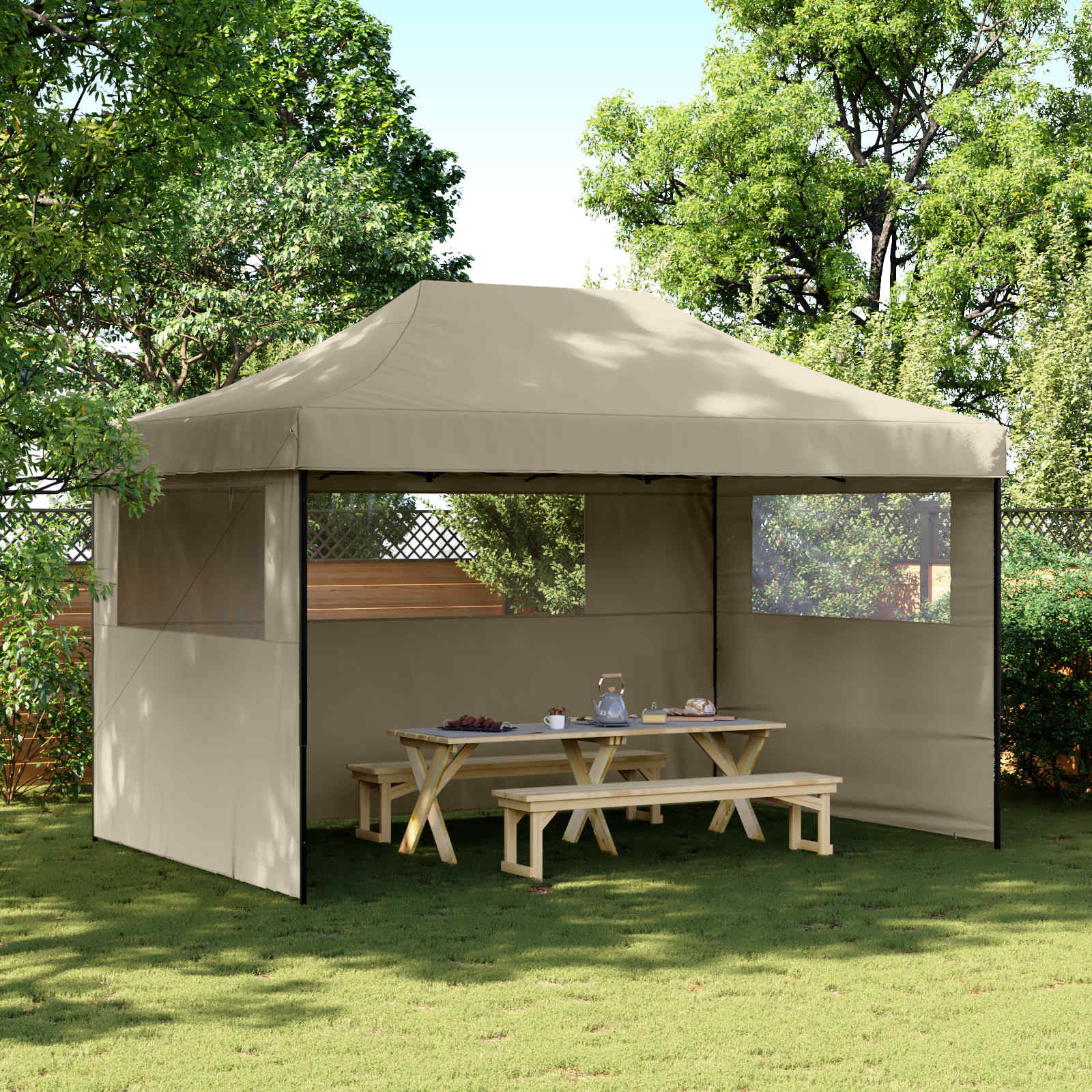 Šventės palapinė 292 x 440 x 315 cm Taupe Oksfordo audinys Šventės palapinė 292 x 440 x 315 cm Taupe Oksfordo audinys - Image 2