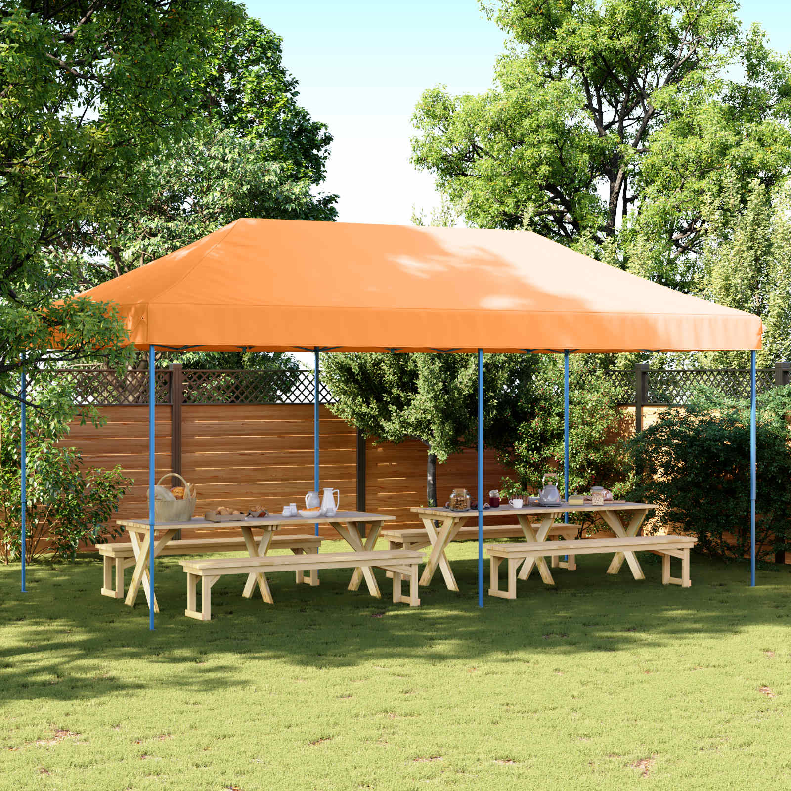 Šventės palapinė 292 x 580 x 315 cm Oranžinė Oksfordo audinys Šventės palapinė 292 x 580 x 315 cm Oranžinė Oksfordo audinys - Image 2