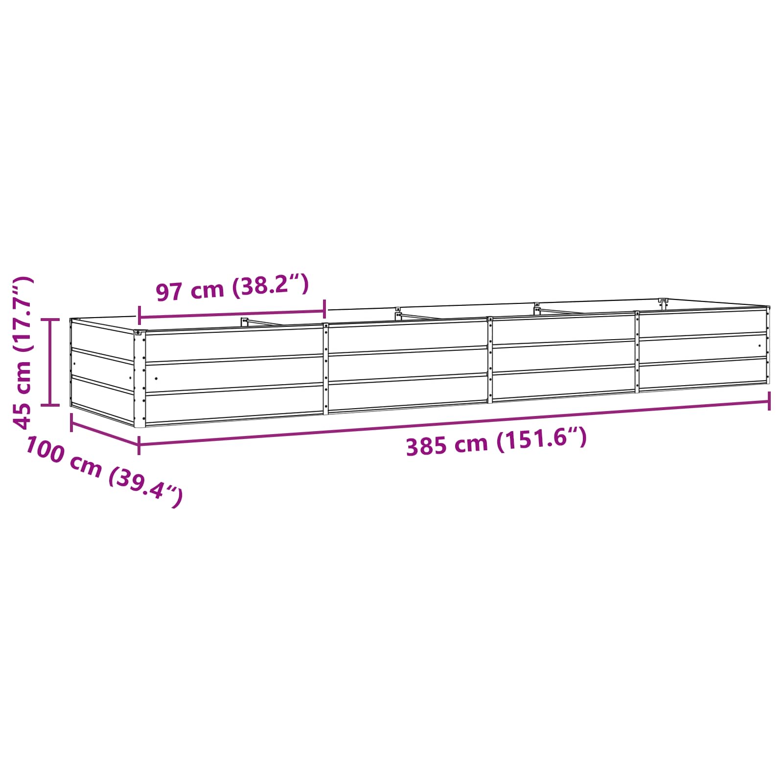 Lovelis Ivory 385 x 100 x 45 cm Galvanizuotas plienas Lovelis Ivory 385 x 100 x 45 cm Galvanizuotas plienas