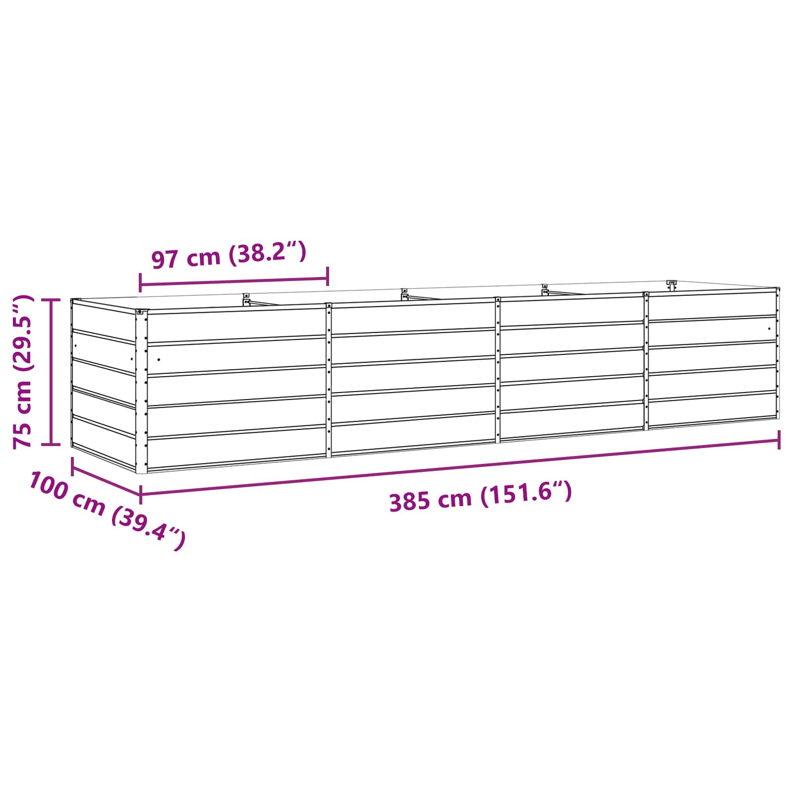 Lovelis Ivory 385 x 100 x 75 cm Galvanizuotas plienas Lovelis Ivory 385 x 100 x 75 cm Galvanizuotas plienas