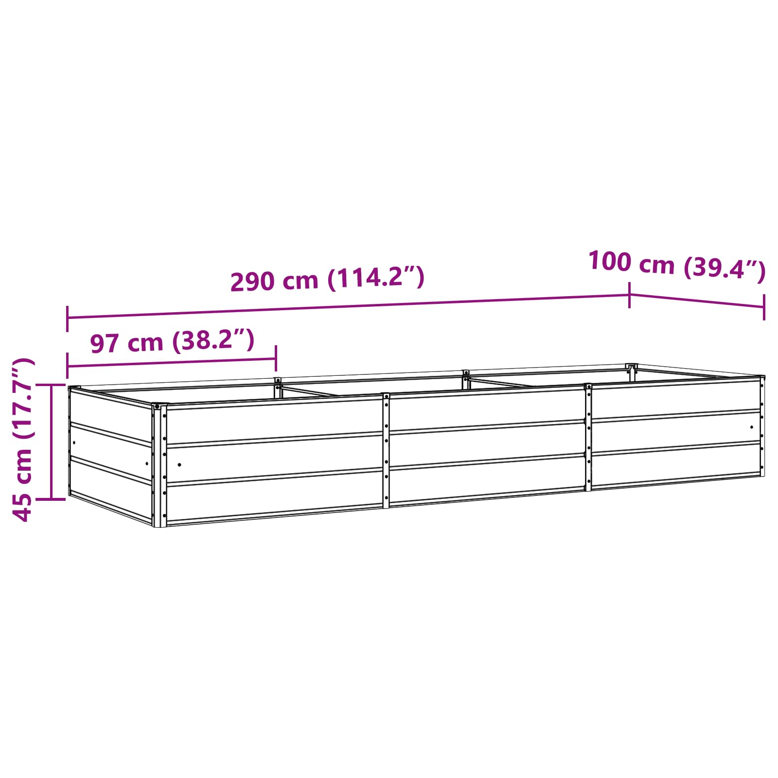 Lovelis Antracito 290 x 100 x 45 cm Galvanizuotas plienas Lovelis Antracito 290 x 100 x 45 cm Galvanizuotas plienas