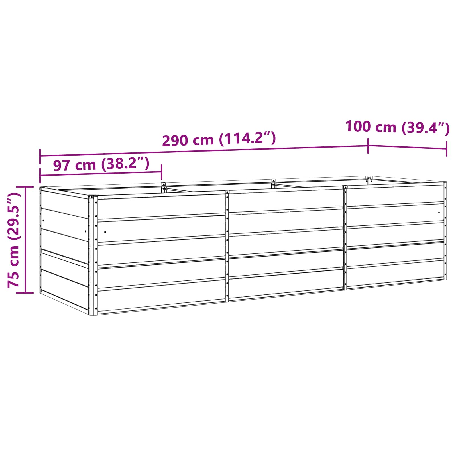 Lovelis Antracito 290 x 100 x 75 cm Galvanizuotas plienas Lovelis Antracito 290 x 100 x 75 cm Galvanizuotas plienas