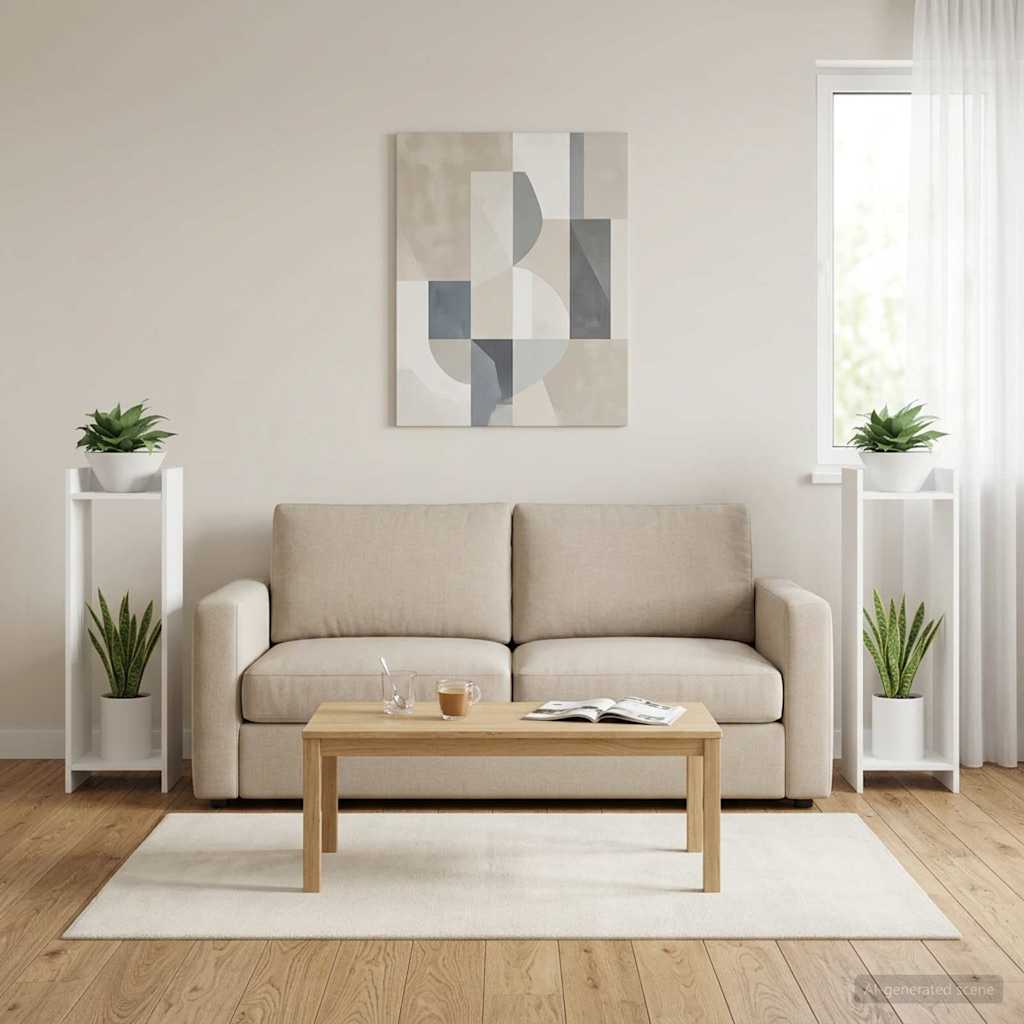 Augalų stovas 2 vnt. Balta 30 x 30 x 100 cm Apdirbta mediena Augalų stovas 2 vnt. Balta 30 x 30 x 100 cm Apdirbta mediena - Image 3