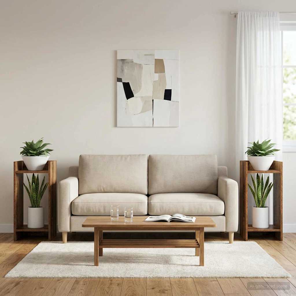 Augalų stovas 2 vnt. Sendintos medienos 30 x 30 x 60 cm Augalų stovas 2 vnt. Sendintos medienos 30 x 30 x 60 cm - Image 2