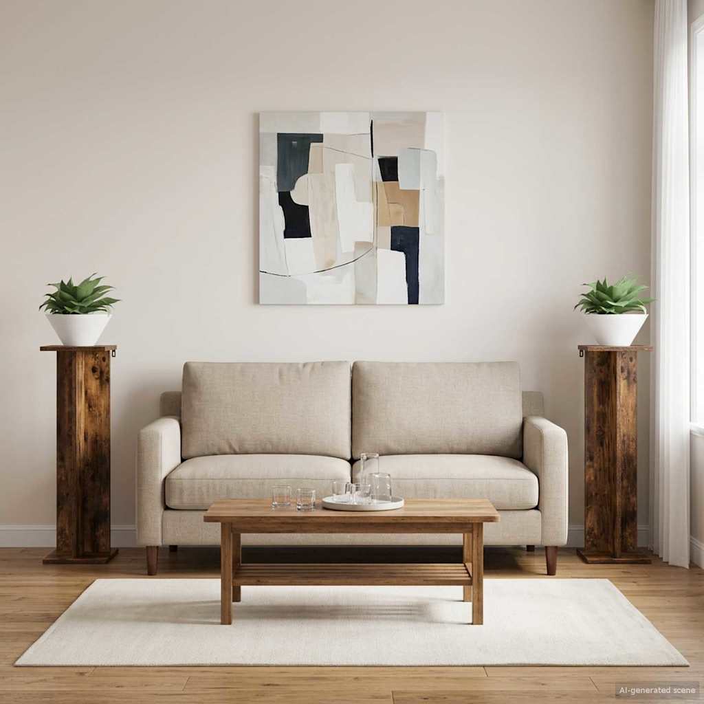 Augalų stovas 2 vnt. Dūminio ąžuolo 25 x 25,5 x 80,5 cm Augalų stovas 2 vnt. Dūminio ąžuolo 25 x 25,5 x 80,5 cm - Image 6