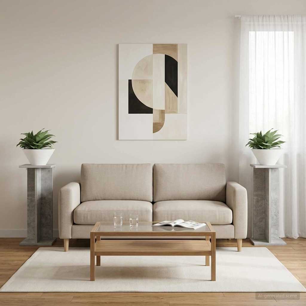 Augalų stovas 2 vnt. Betono pilka 25 x 25,5 x 60,5 cm Augalų stovas 2 vnt. Betono pilka 25 x 25,5 x 60,5 cm - Image 3