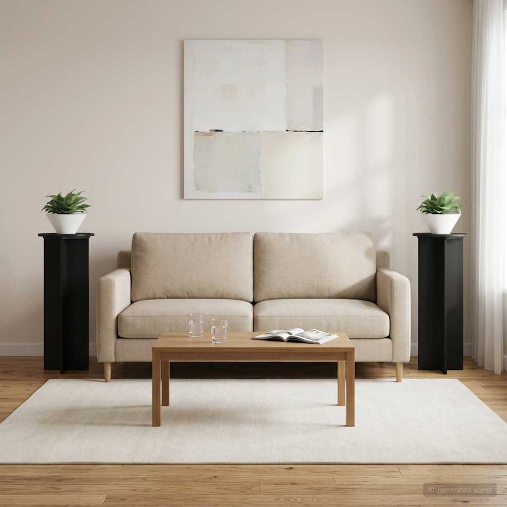Augalų stovas 2 vnt. Juoda Ø40 x 100 cm Apdirbta mediena Augalų stovas 2 vnt. Juoda Ø40 x 100 cm Apdirbta mediena - Image 5