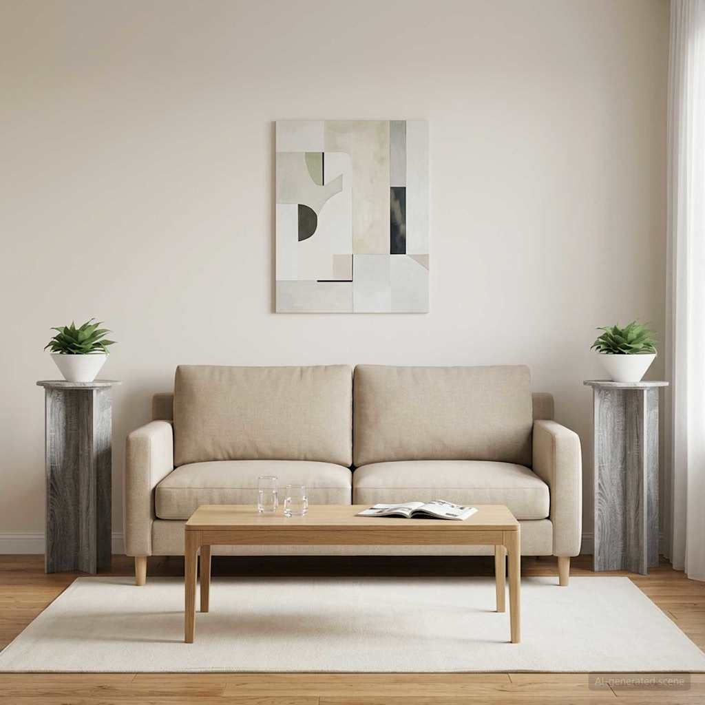Augalų stovas 2 vnt. Pilka sonoma ąžuolo Ø40 x 100 cm Augalų stovas 2 vnt. Pilka sonoma ąžuolo Ø40 x 100 cm - Image 3