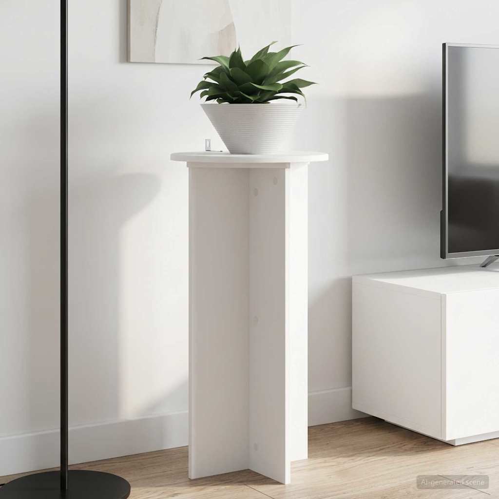 Augalų stovas 2 vnt. Balta Ø40 x 80 cm Apdirbta mediena Augalų stovas 2 vnt. Balta Ø40 x 80 cm Apdirbta mediena - Image 5