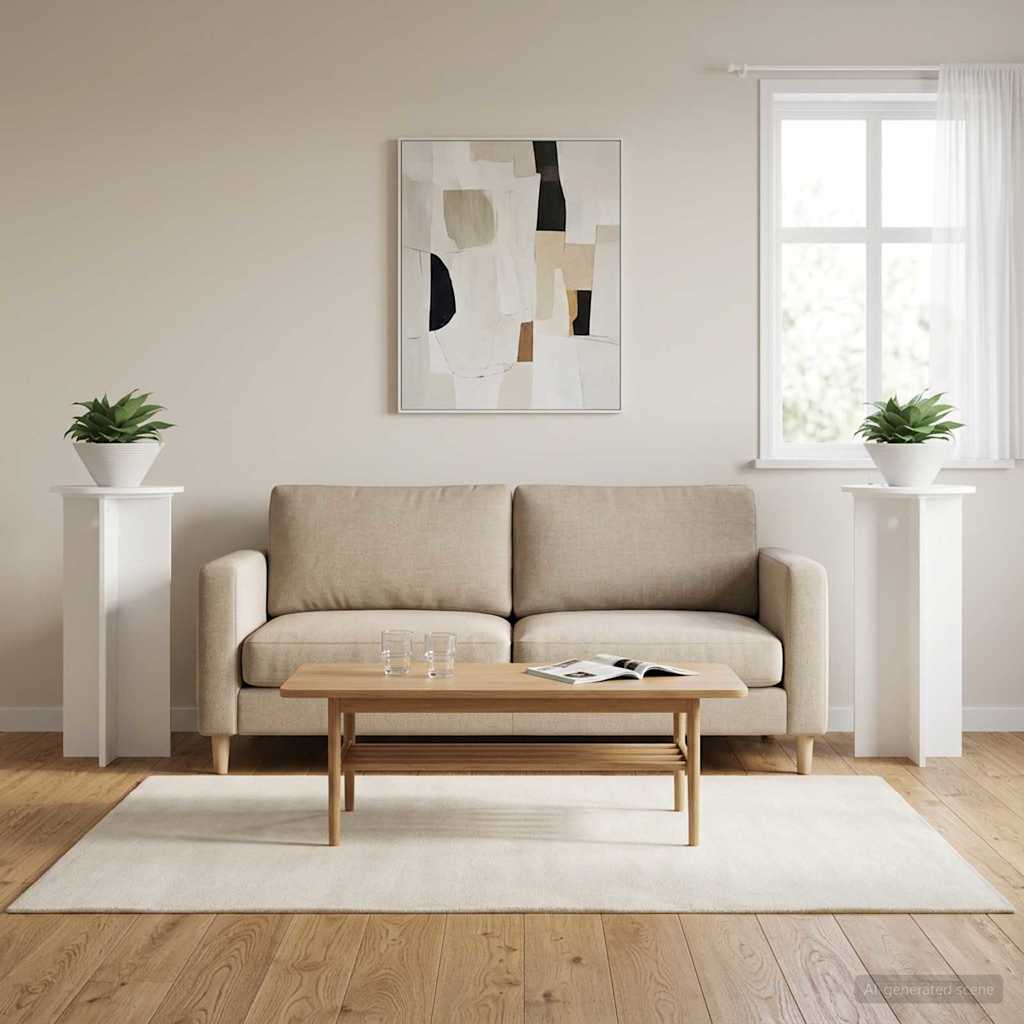 Augalų stovas 2 vnt. Balta Ø40 x 80 cm Apdirbta mediena Augalų stovas 2 vnt. Balta Ø40 x 80 cm Apdirbta mediena - Image 2