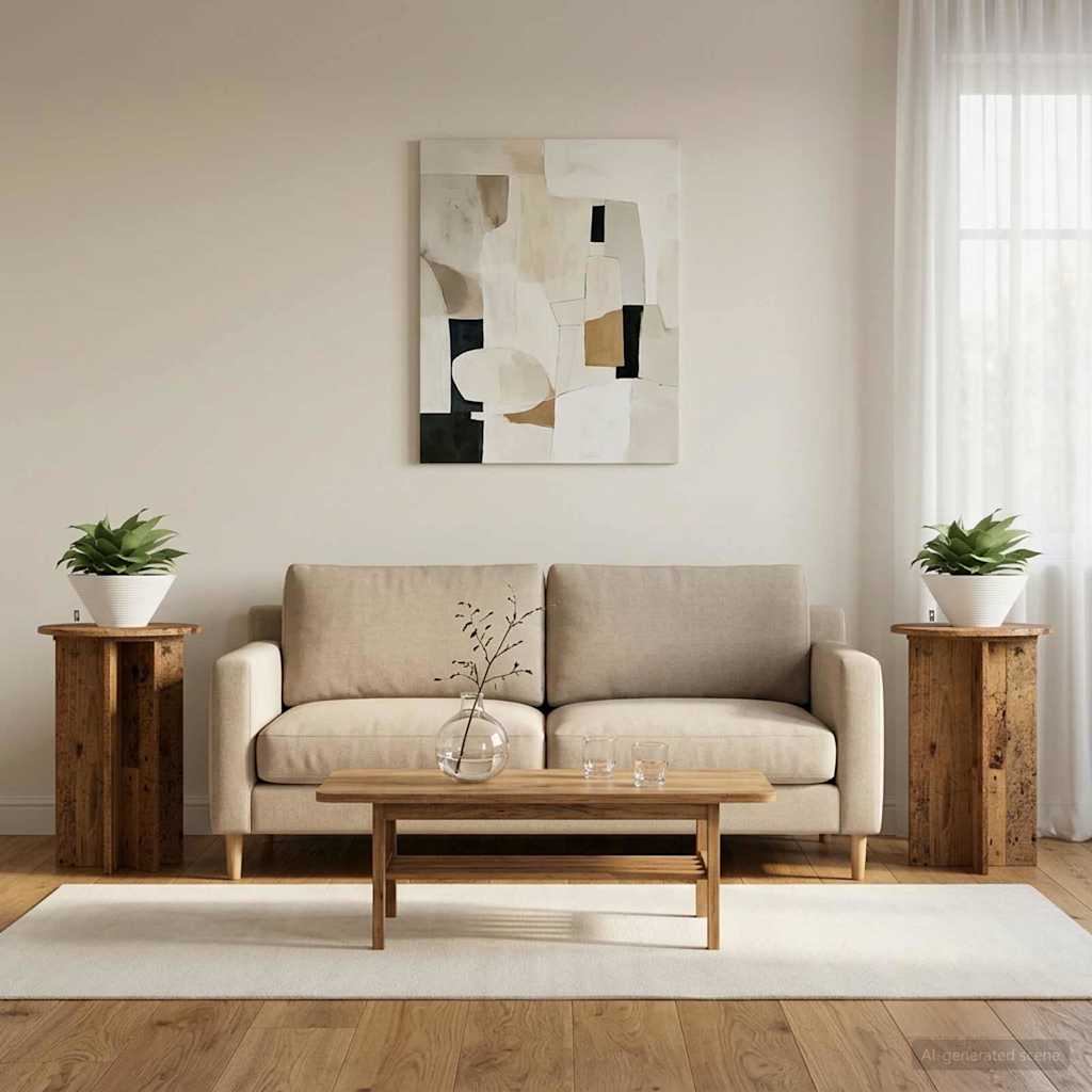 Augalų stovas 2 vnt. Sendintos medienos Ø40 x 60 cm Augalų stovas 2 vnt. Sendintos medienos Ø40 x 60 cm - Image 5