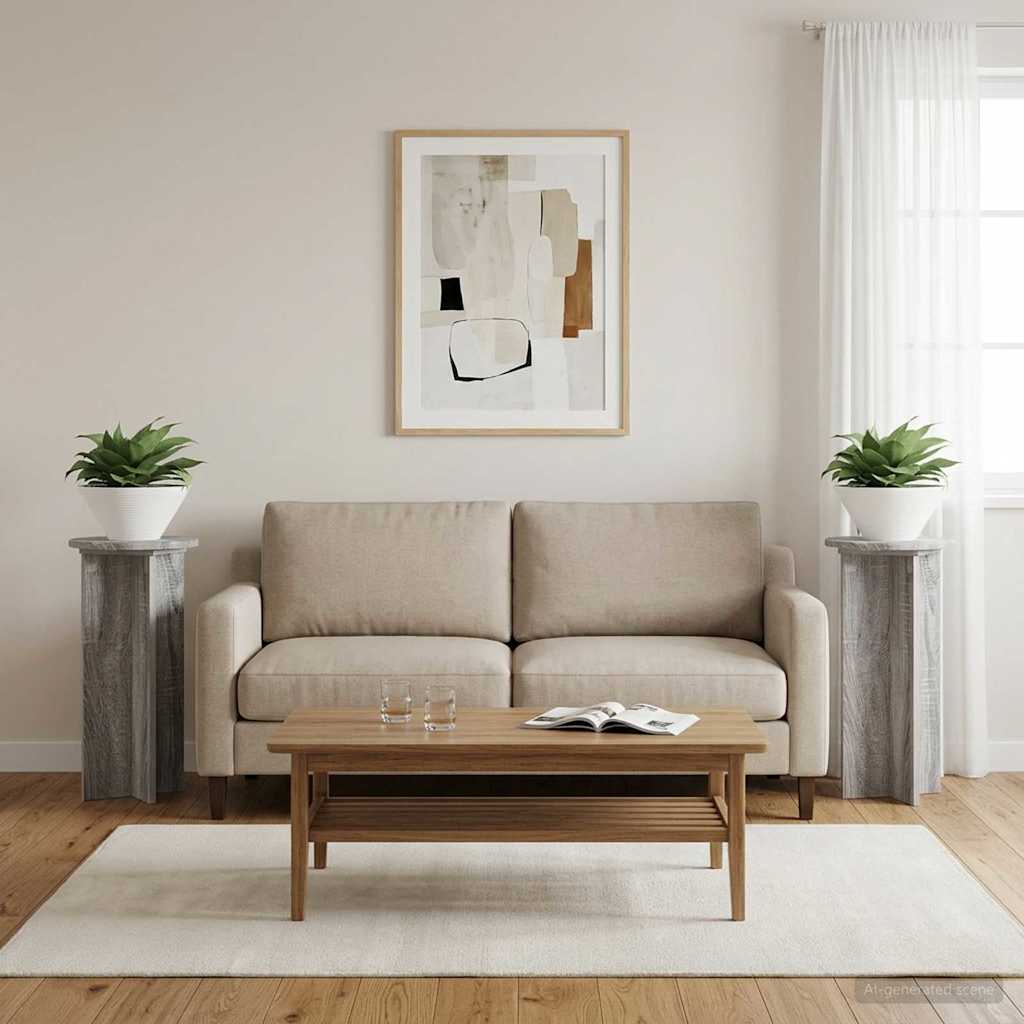 Augalų stovas 2 vnt. Pilka sonoma ąžuolo 29,5 x 29,5 x 60 cm Augalų stovas 2 vnt. Pilka sonoma ąžuolo 29,5 x 29,5 x 60 cm - Image 3