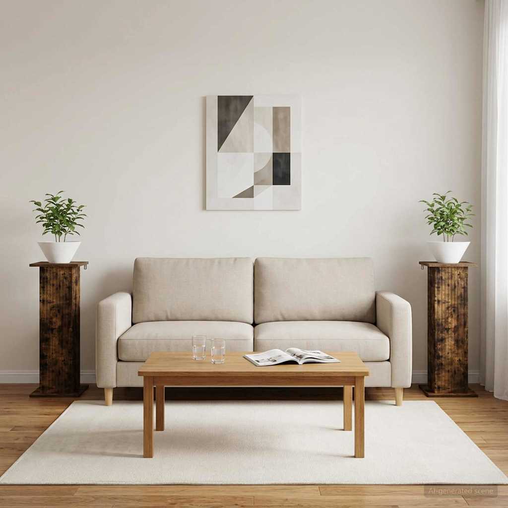 Augalų stovas 2 vnt. Dūminio ąžuolo 30,5 x 30 x 80,5 cm Augalų stovas 2 vnt. Dūminio ąžuolo 30,5 x 30 x 80,5 cm - Image 2