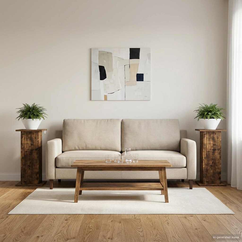 Augalų stovas 2 vnt. Dūminio ąžuolo 30,5 x 30 x 60,5 cm Augalų stovas 2 vnt. Dūminio ąžuolo 30,5 x 30 x 60,5 cm - Image 5