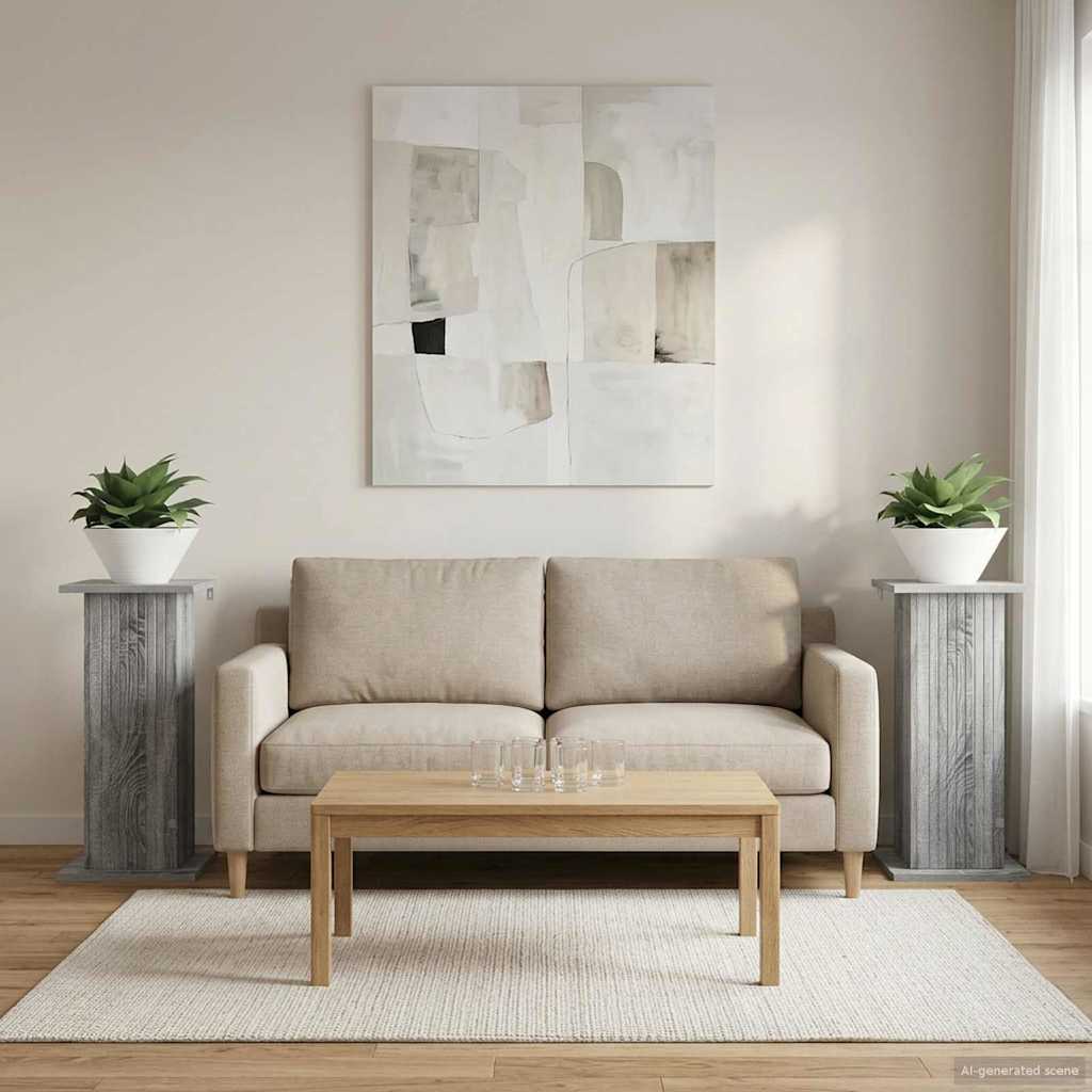 Augalų stovas 2 vnt. Pilka sonoma ąžuolo 30,5 x 30 x 60,5 cm Augalų stovas 2 vnt. Pilka sonoma ąžuolo 30,5 x 30 x 60,5 cm - Image 5
